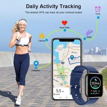 uaue Damen Herren Fitness Touchscreen Fitness Tracker, Smartwatch (1.69 Zoll, Andriod iOS), mit Pulsuhr Herzfrequenz Schlafmonitor Schrittzähler IP68 Wasserdicht