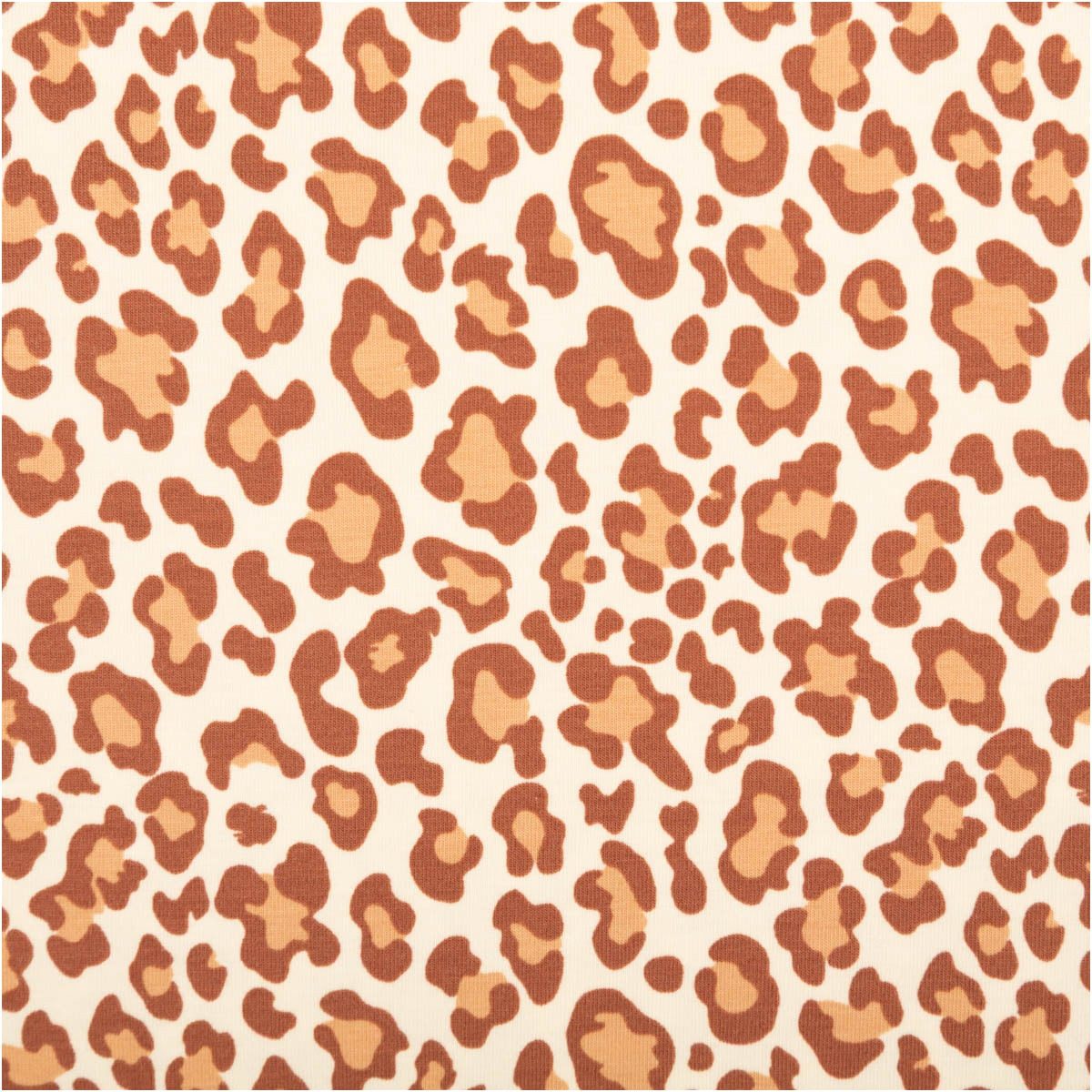 SCHÖNER LEBEN. Stoff Jersey Stoff Meterware Baumwolljersey Leo beige braun 150cm, allergikergeeignet