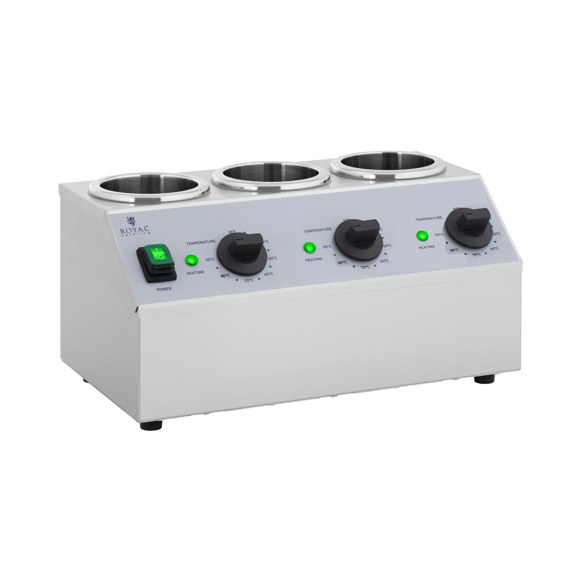 Royal Catering Speisenwärmer Soßenwärmer Saucenwärmer 3 x 1 L Flaschen Saucen warmhalten 40 - 90 °C, verschiedene Größen
