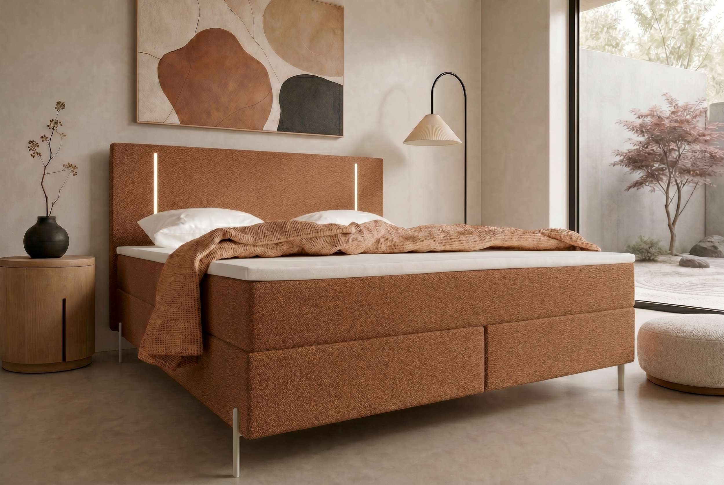 Sofa Dreams Boxspringbett Boxspringbett Titan in Stoff (Schlafzimmerbett, Bett), 140/160/180/200x200 cm, in Strukturstoff NEVE, mit Topper
