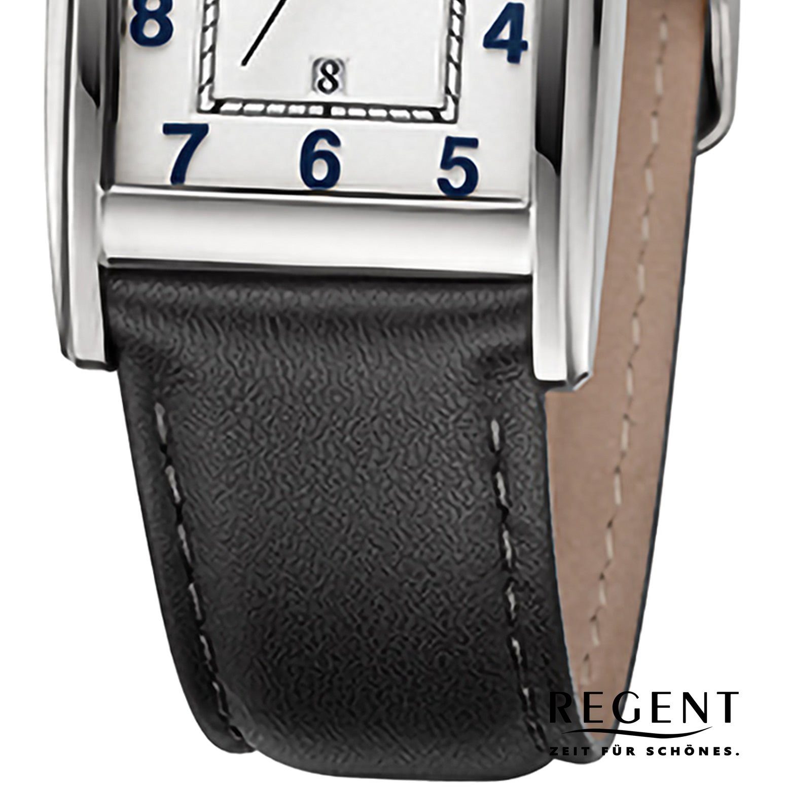 Regent Quarzuhr Regent extra Armbanduhr rund, 29mm), (ca. Analog, Lederarmband Herren Armbanduhr groß Herren