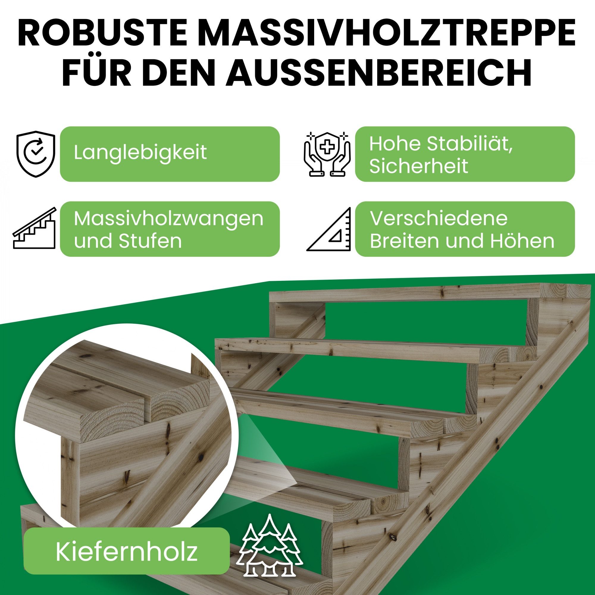 Gartenwelt Riegelsberger Außentreppe Terrassentreppe Kiefer kesseldruckimpr günstig online kaufen