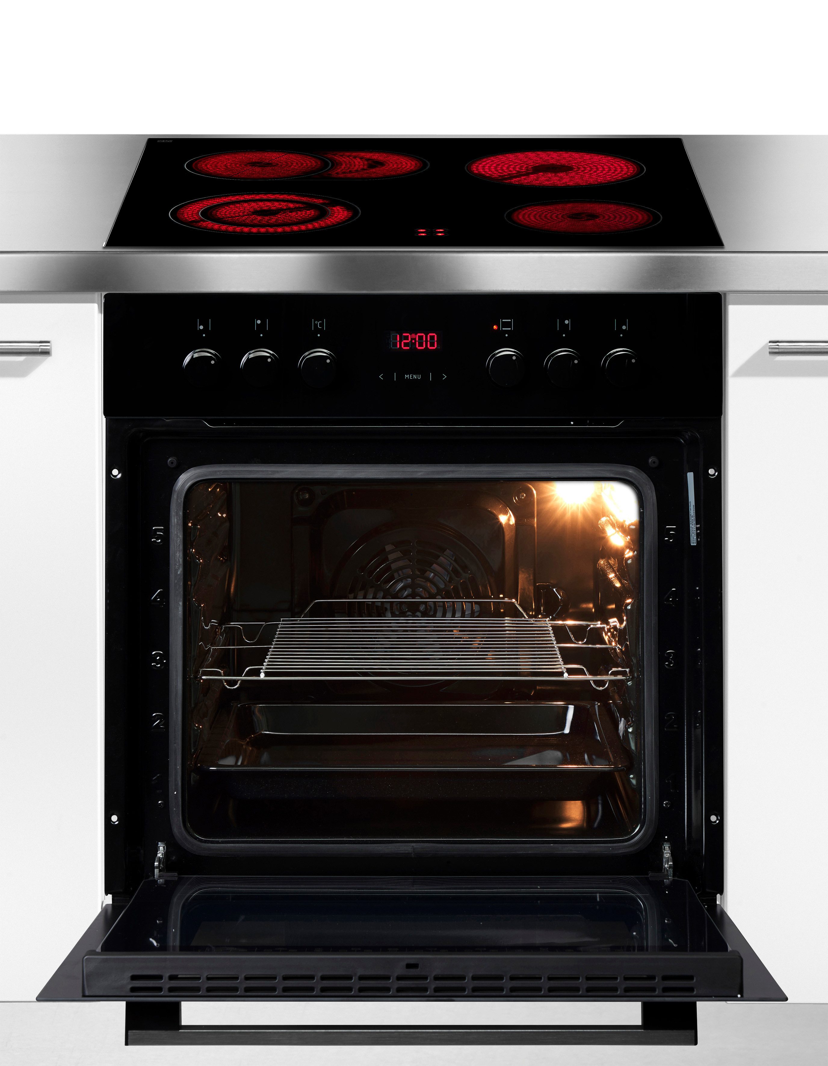 Amica Elektro-Herd-Set EHC 933 333 S, Sicher kochen, bester Überblick – Reinigung im Handumdrehen