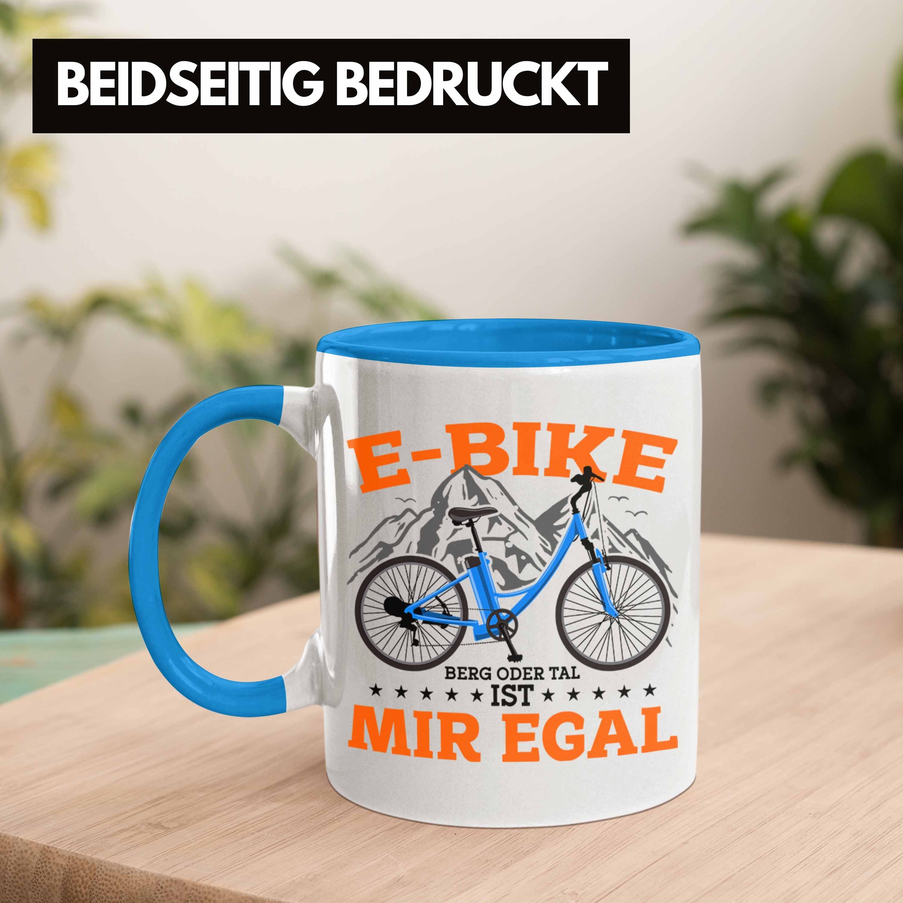 Blau E-Bike Trendation Tasse Geschenk Sprüche Fans Geschenkidee E-Bike Lustige Tasse