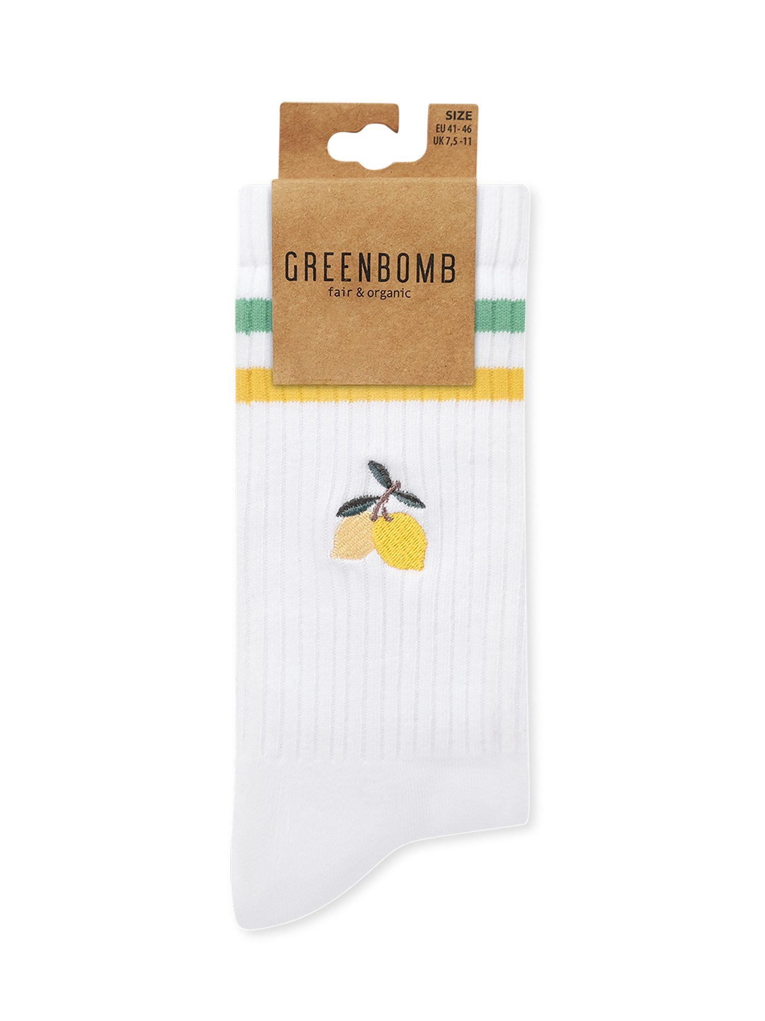 GreenBomb Socken Tennis Socks Lemon sportlicher Ripp-Schaft, hoher Stretch-Anteil, hoher Schaft