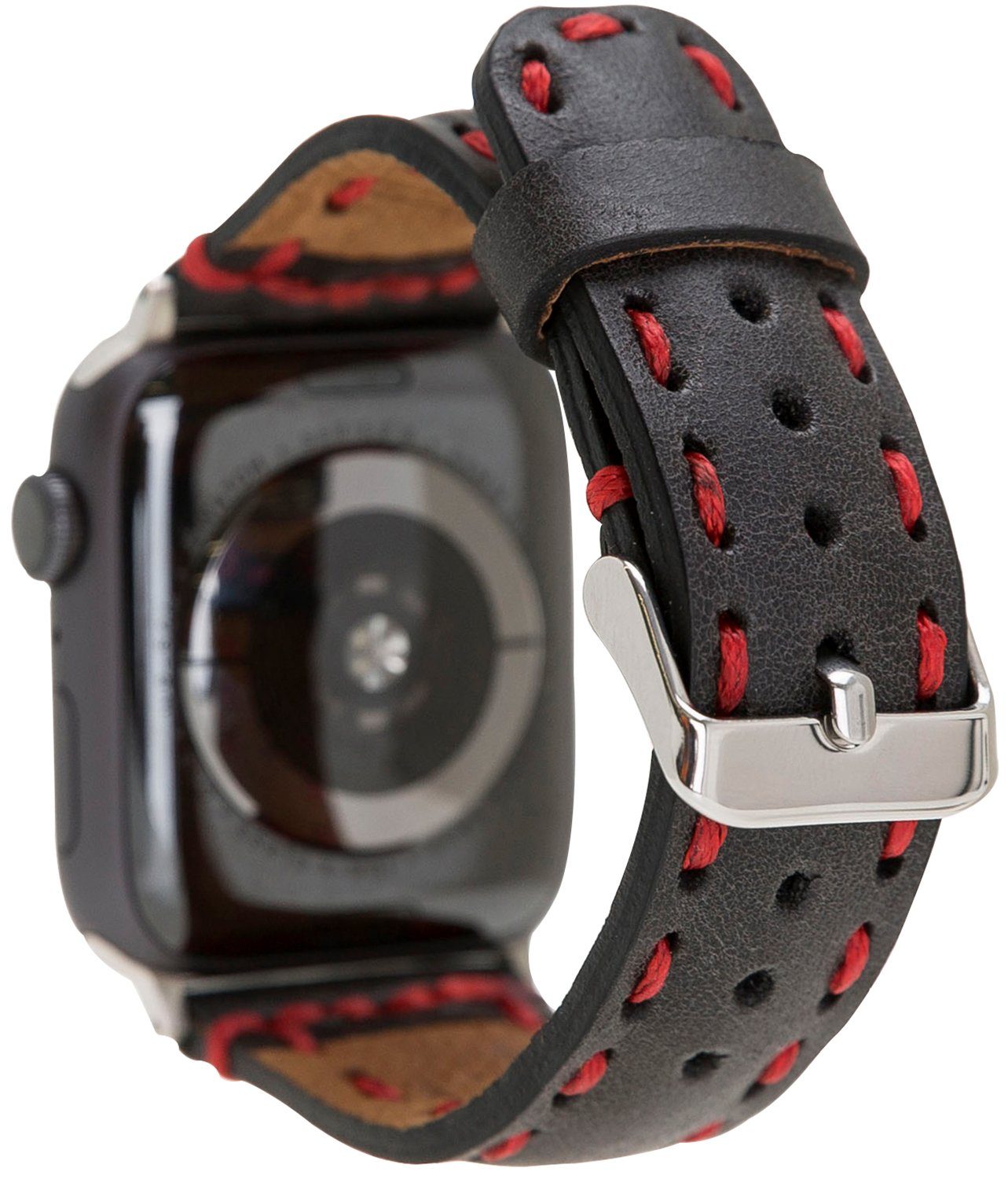 Armband, Apple mit Apple Watch für 1-8 Schwarz in Series Vintage kompatibel 42/44/45mm Smartwatch-Armband Watch Burkley Leder