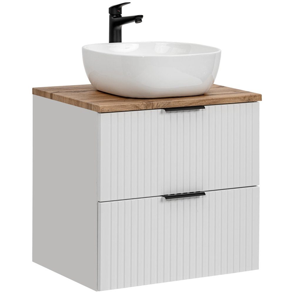 Lomadox Waschtisch ADELAIDE-56-WHITE, Waschbeckenschrank matt weiß Eiche mi günstig online kaufen