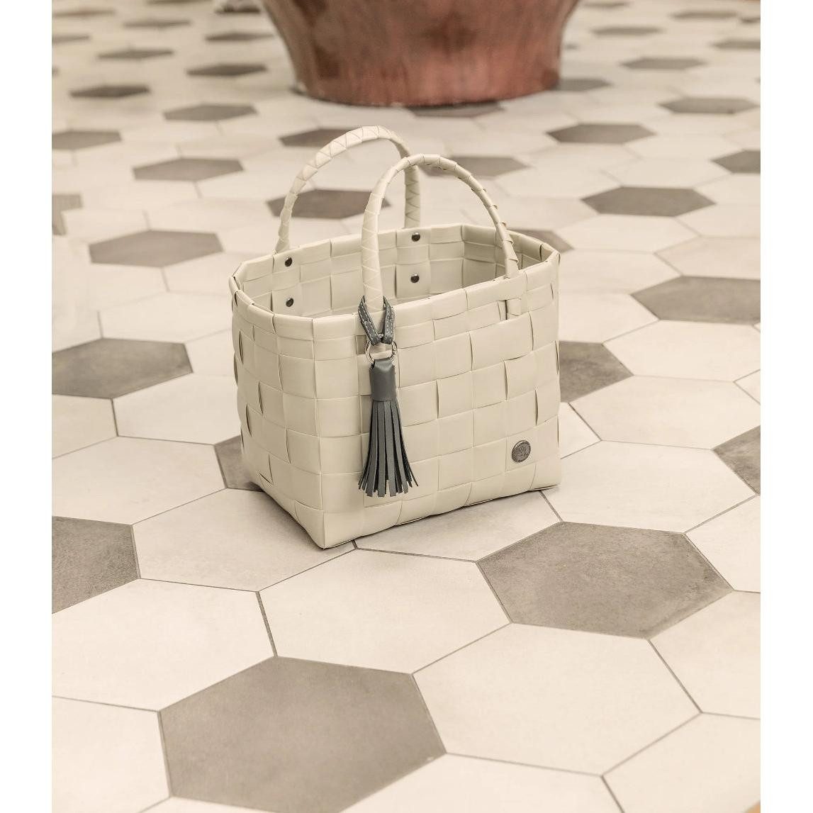 Handed By Einkaufskorb Handed By Shopper Paris Mini Pale Grey mit Quaste in Dark Grey
