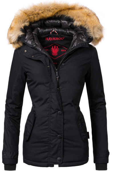 Navahoo Winterjacke Laura edler Parka mit Kunstfell-Kapuze