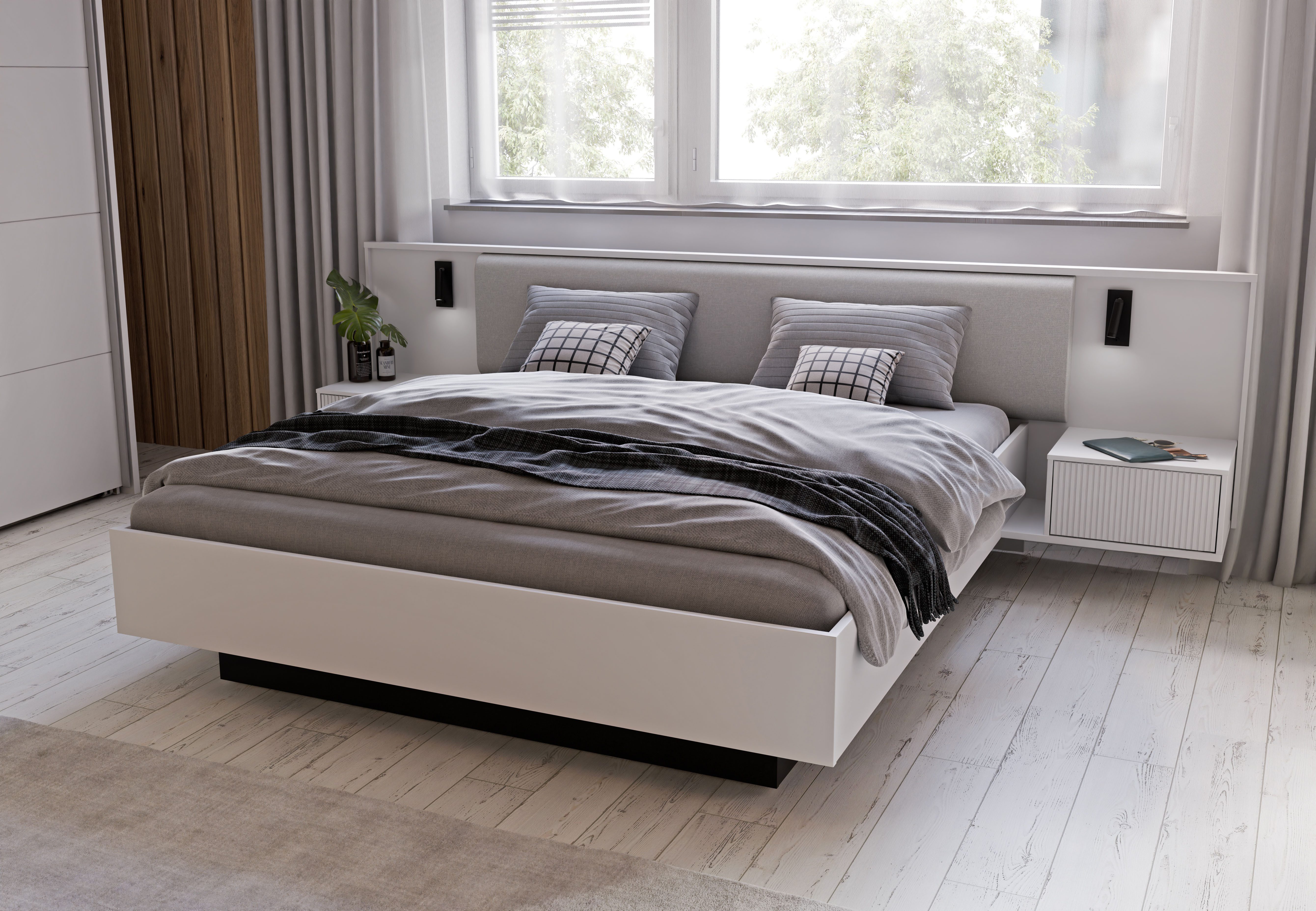 FORTE Nachttischlampe, LED fest integriert, Neutralweiß, Bettbeleuchtung, M günstig online kaufen