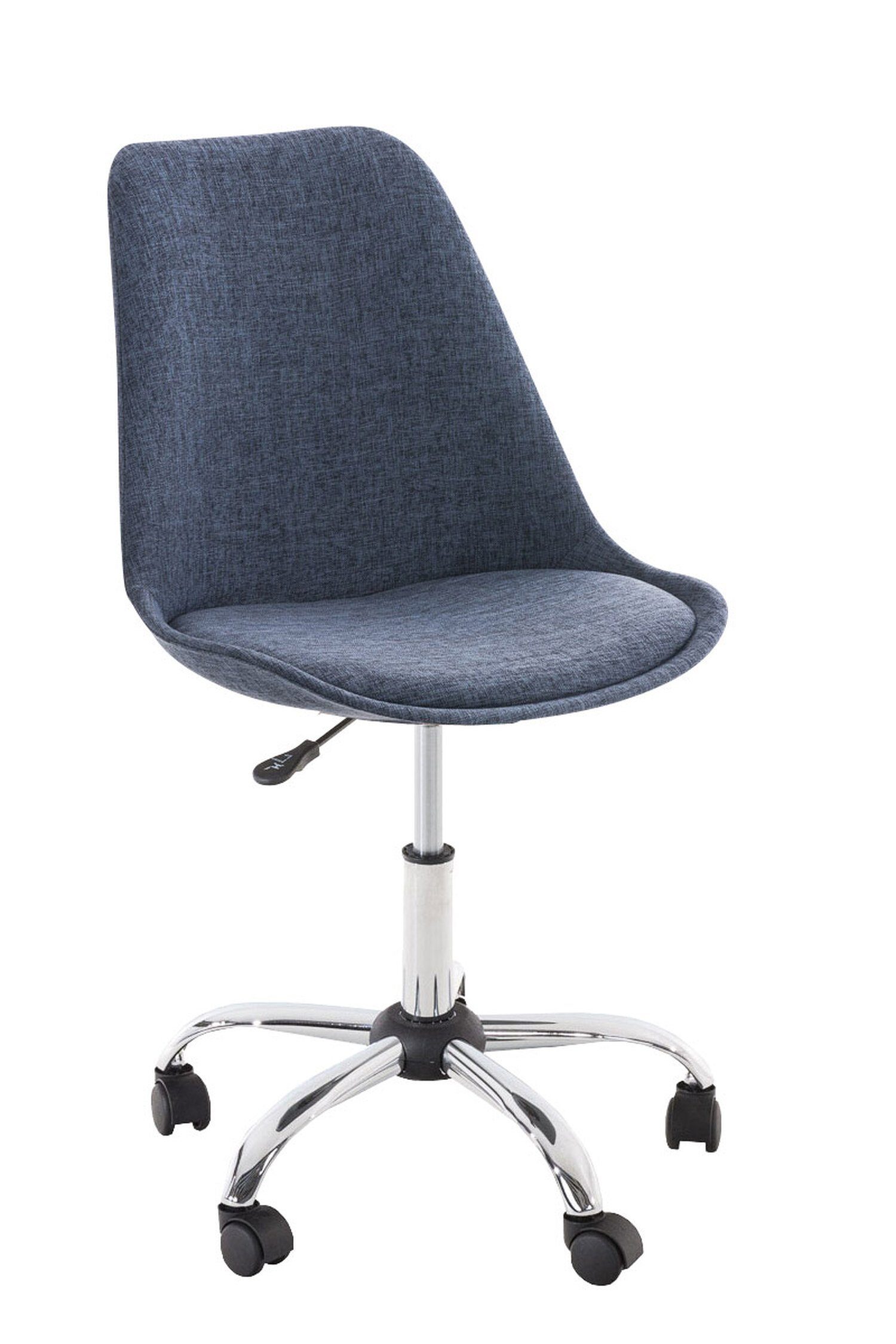 TPFLiving Bürostuhl Pegasus mit bequemer Rückenlehne (Schreibtischstuhl, Drehstuhl, Konferenzstuhl, Chefsessel), Gestell: Metall chrom - Sitzfläche: Stoff blau