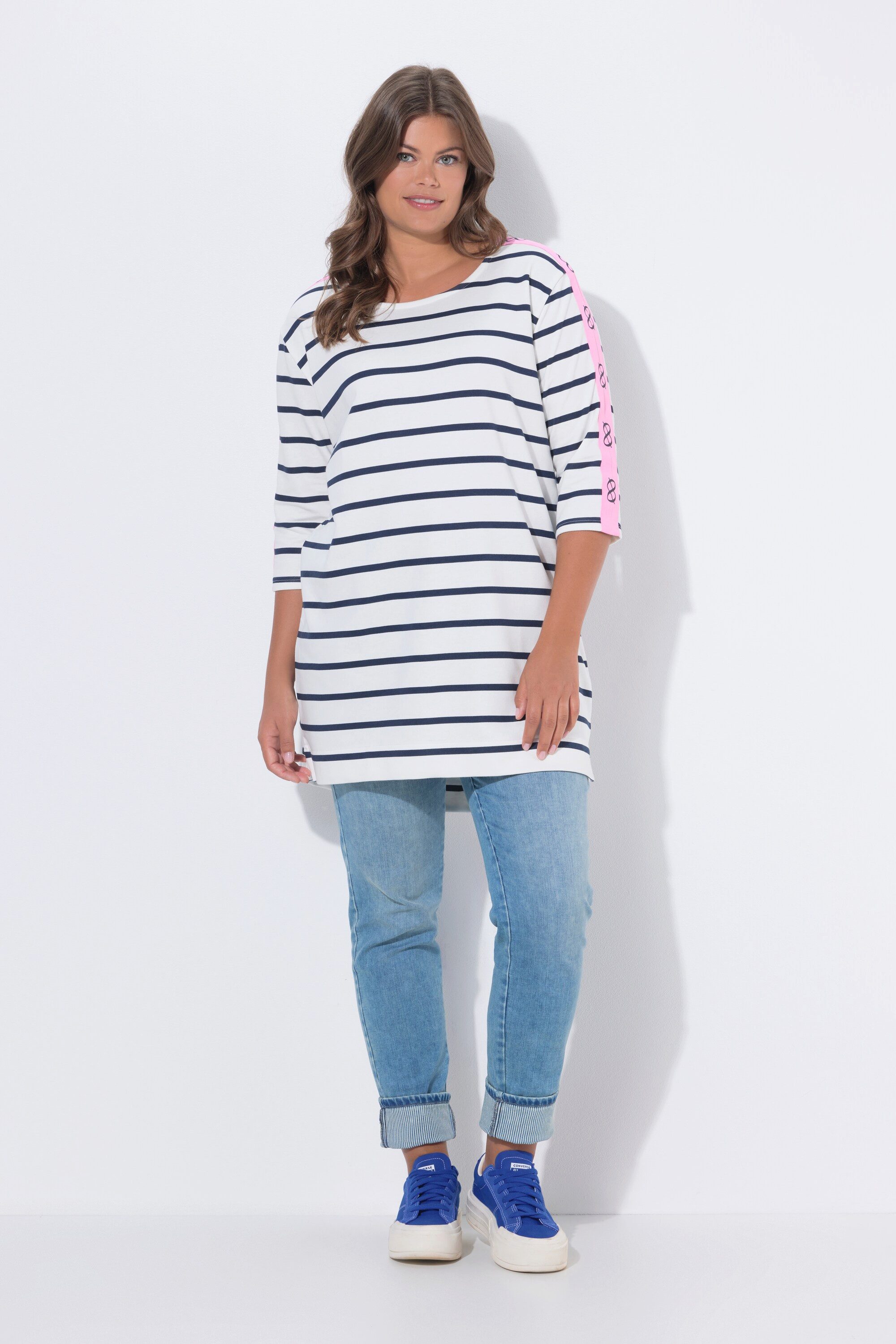 Laurasøn Sweatshirt Long Ringelshirt Langarm U-Boot Ausschnitt