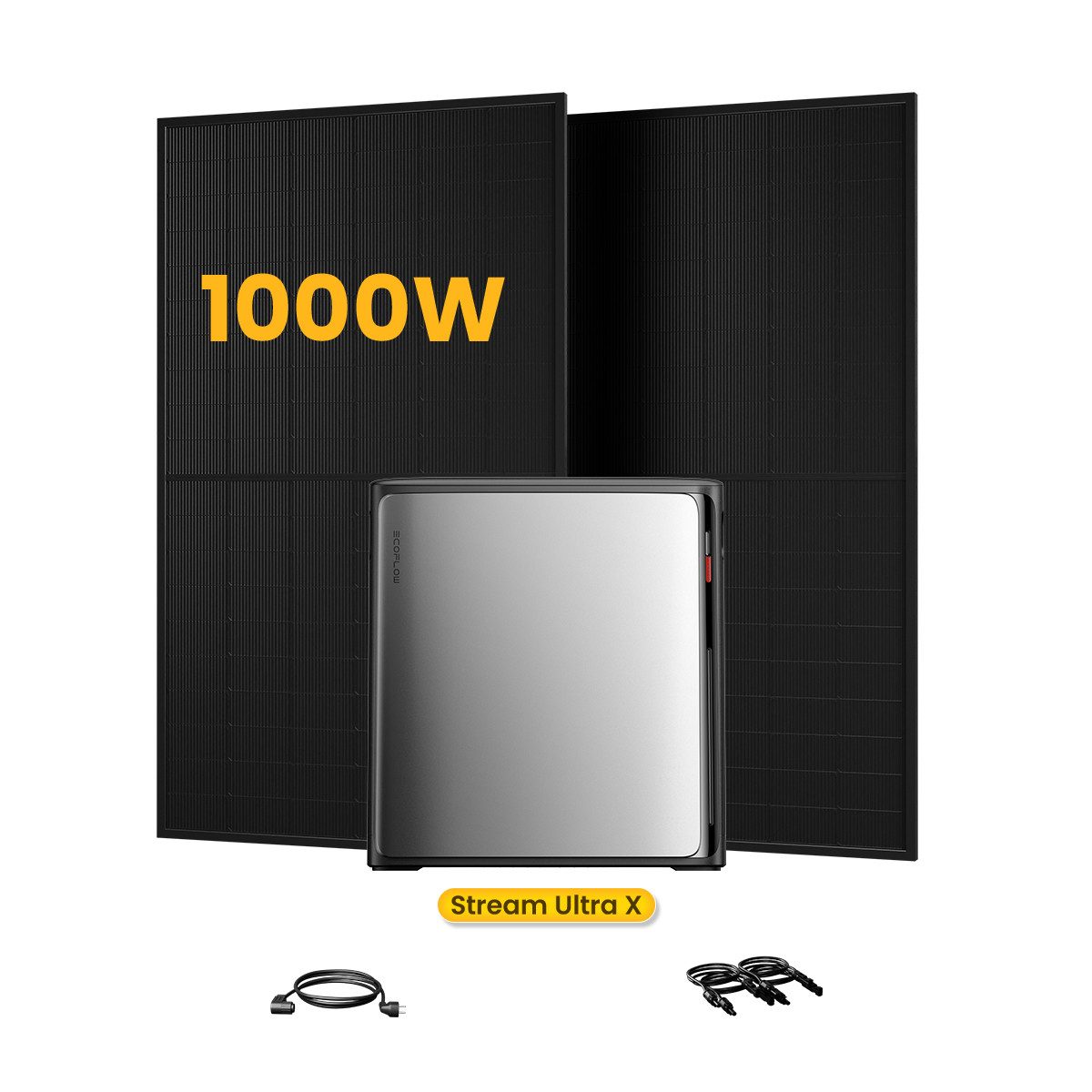 Ecoflow Balkonkraftwerk 2000W ECOFLOW STREAM Ultra X 3,84kWh All in One Speicher, (inkl. Sunpro 2×/4×500Wp Solarmodule, 0-St., 4 MPPT Solareingang mit integriertem Mikro-Wechselrichter), ohne/mit Smart Meter