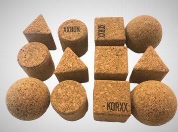 KORXX Spielbausteine 12 Bausteine aus Kork in geometrischen Formen