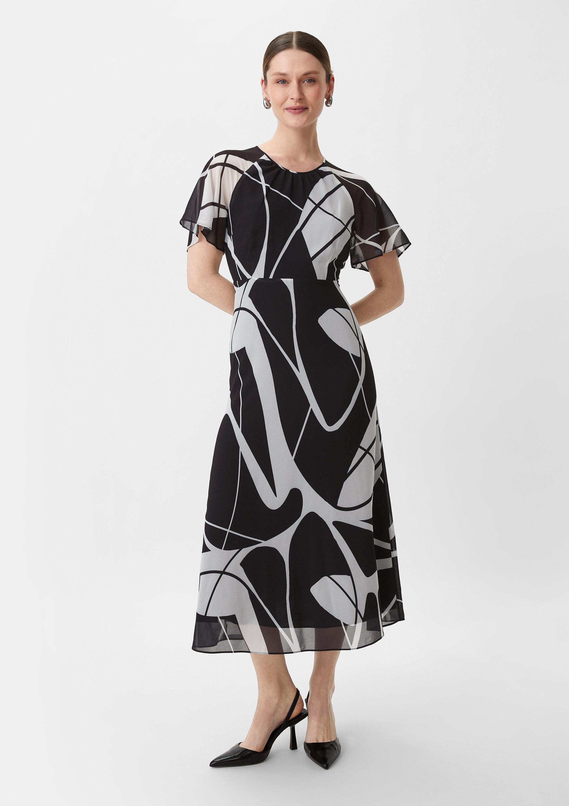 comma Midikleid Kleid Maxi-Kleid aus Chiffon