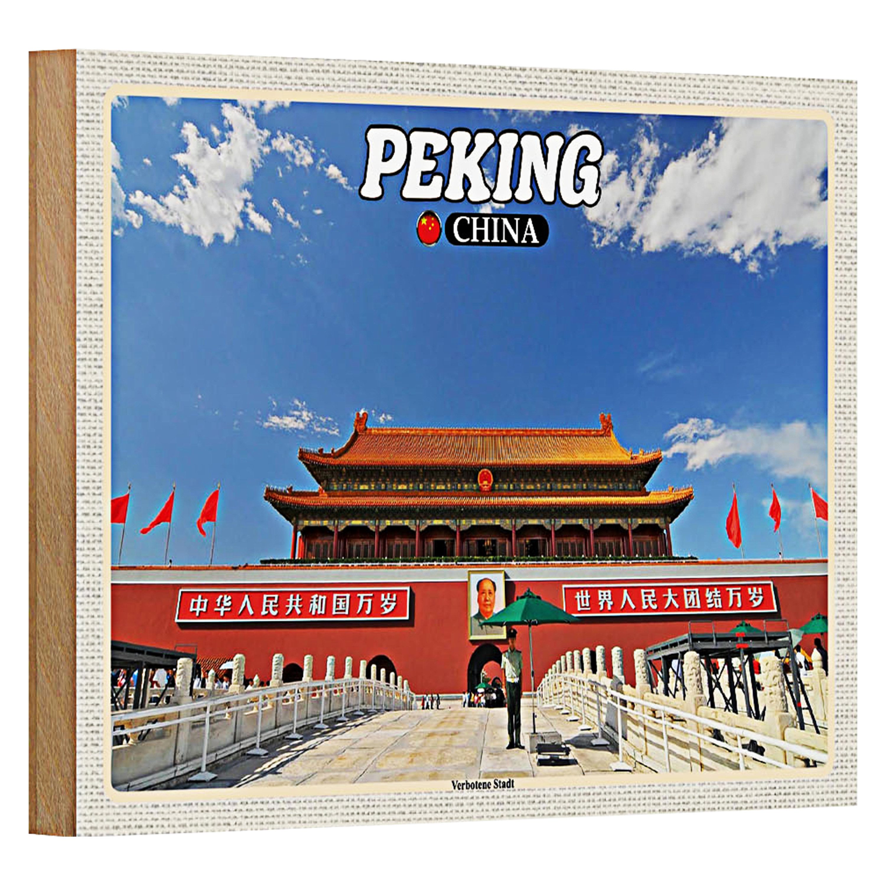 Roomando Holzbild Reise 18x12cm Peking China Verbotene Stadt