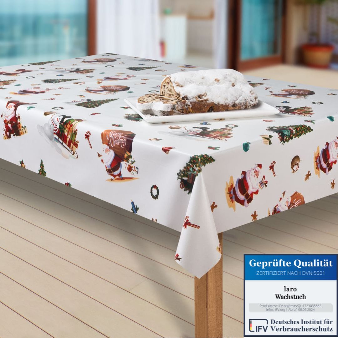 laro Tischdecke Wachstuch-Tischdecken Abwaschbar Weihnachtsmann weiß rechte günstig online kaufen