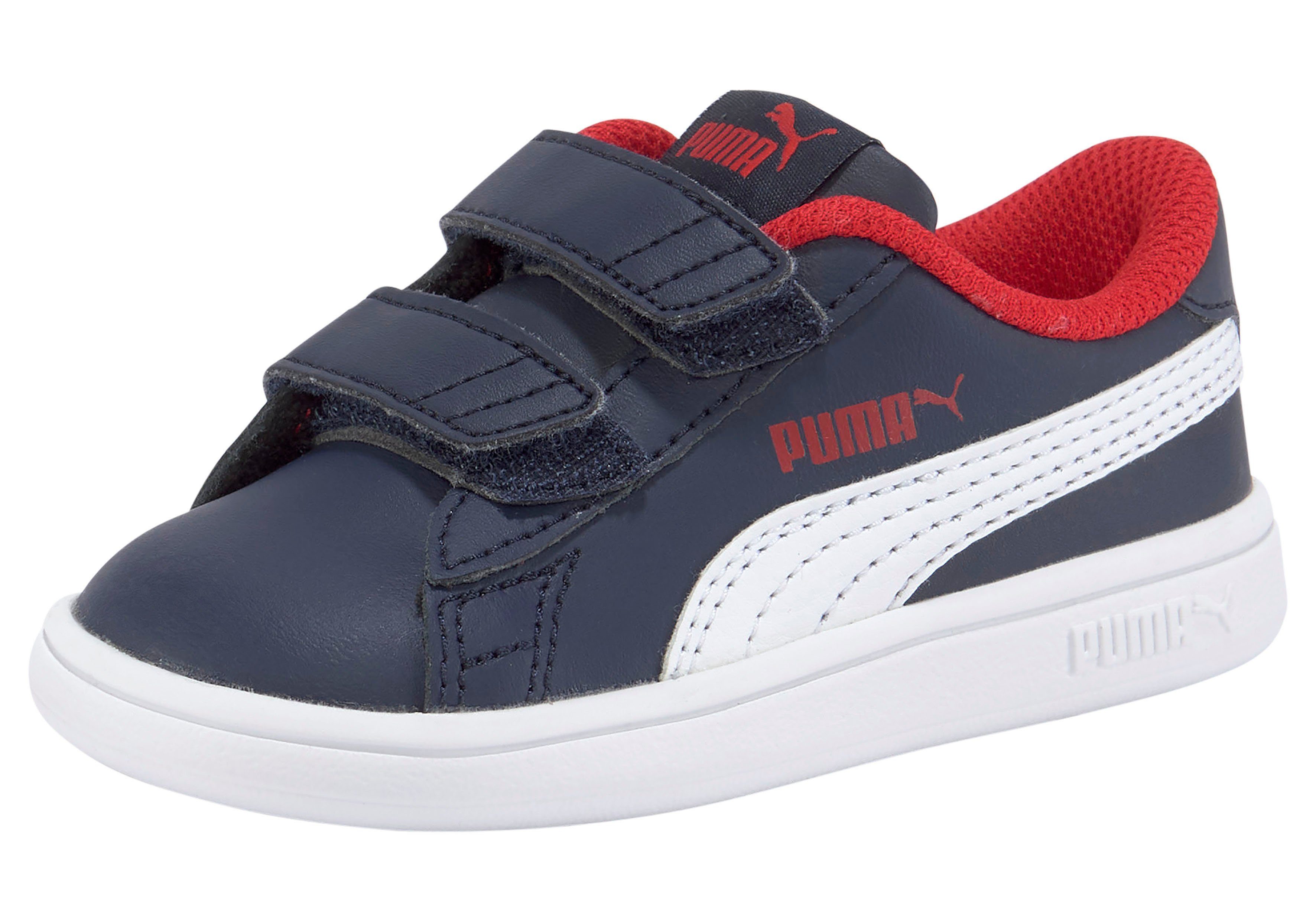 PUMA Smash v2 L V Inf Sneaker mit Klettverschluss navy-rot