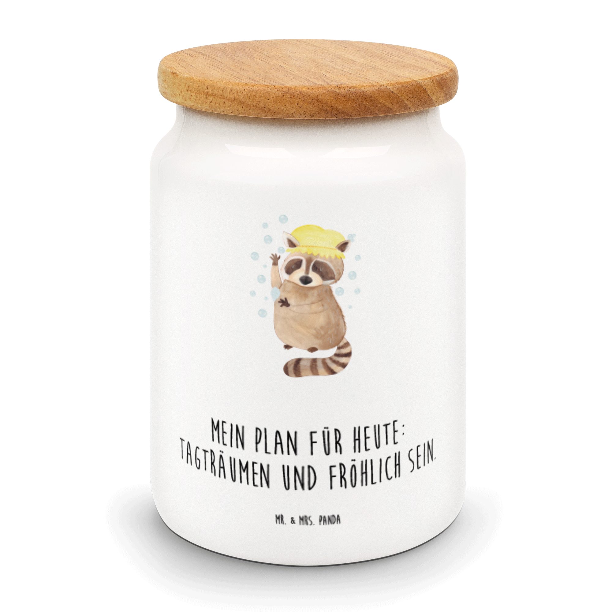 Mr. & Mrs. Panda Vorratsdose Waschbär - Weiß - Geschenk, Tiere, Seifenblasen, Keksdose, Aufbewahru, Keramik, (1-tlg) | Vorratsdosen