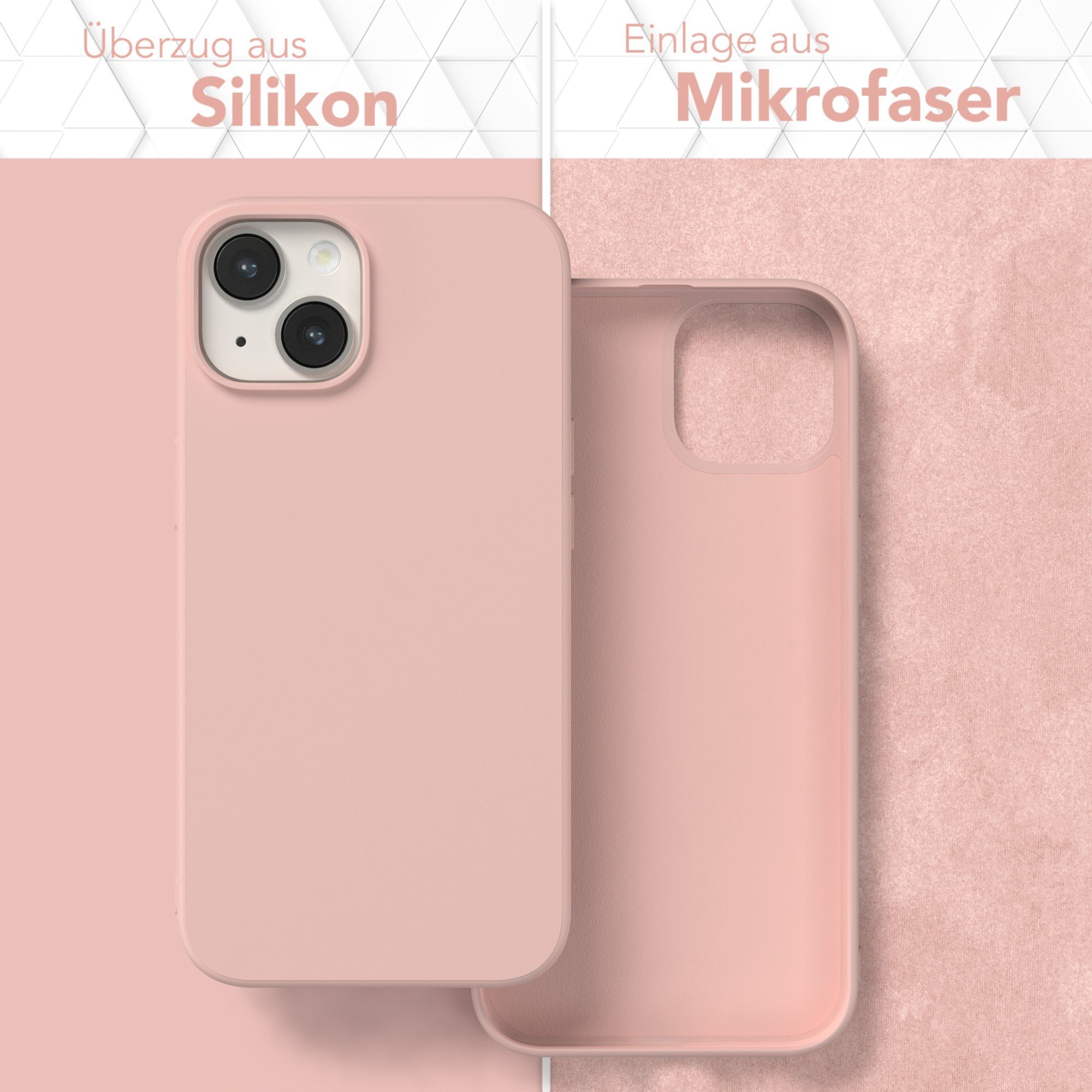 EAZY CASE Handyhülle für Apple iPhone 14 Hülle Silikon 6,1 Zoll, Hülle mit Kameraschutz Bumper Case silikonschutzhülle Rosa / Altrosa