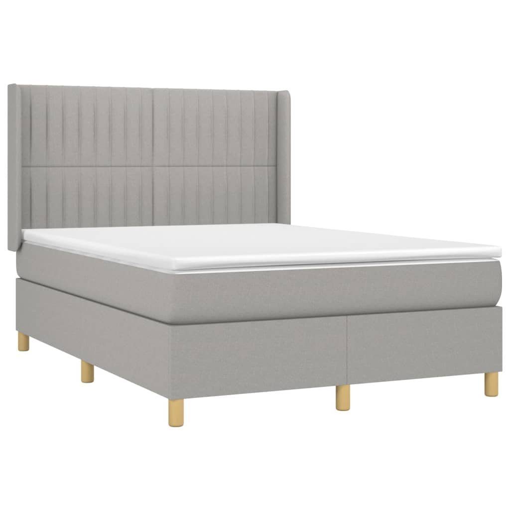 Bett Boxspringbett mit Matratze Hellgrau 140x190 cm Stoff