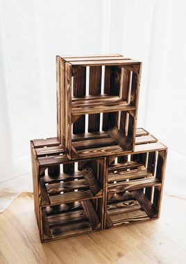 Teramico Holzkiste 3er SET Kisten 40 x 30 x 25 cm Boden lose, Aufbewahrungsbox