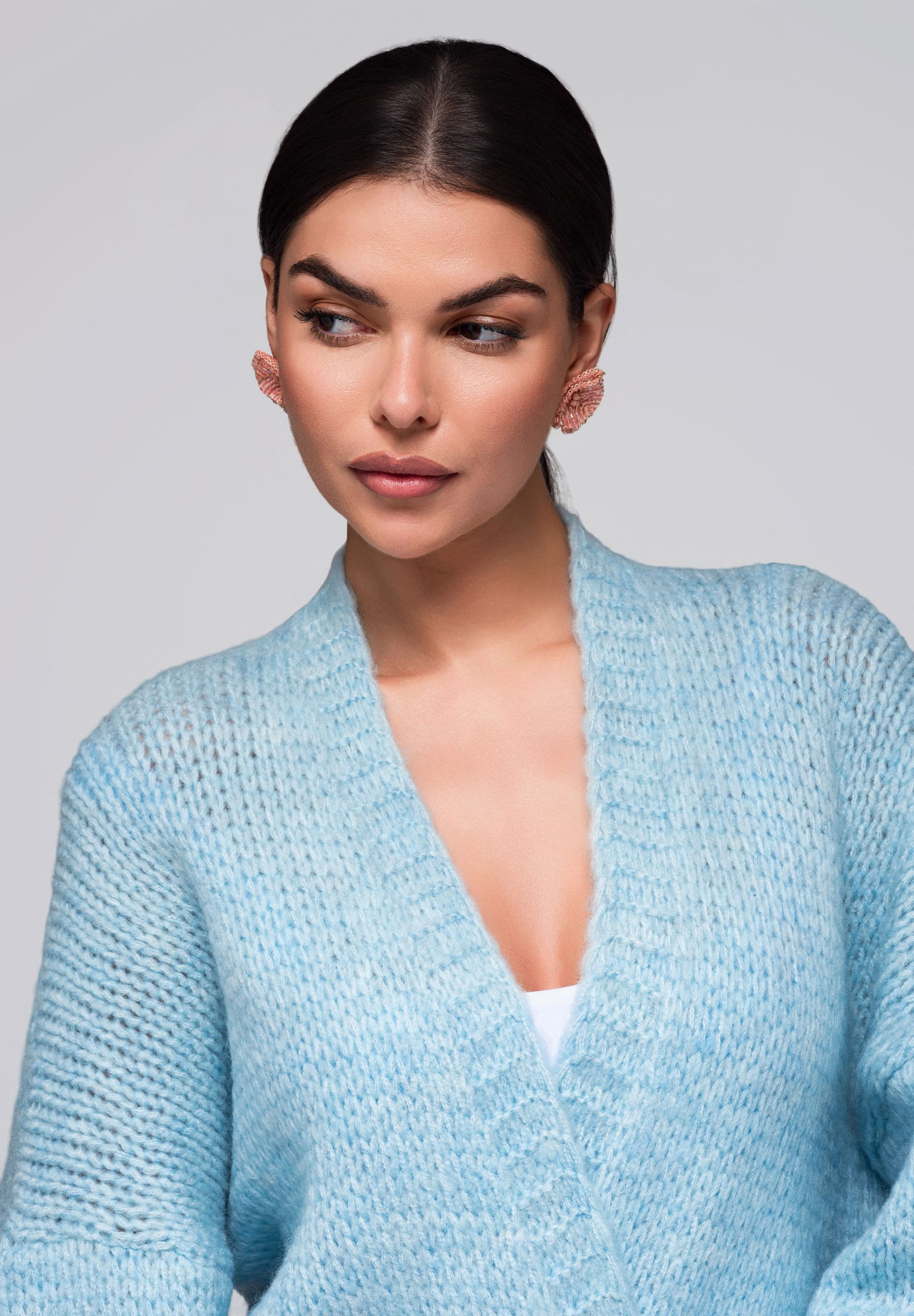 OMBRE Strickpullover Weicher Damen-Cardigan mit Strukturärmeln