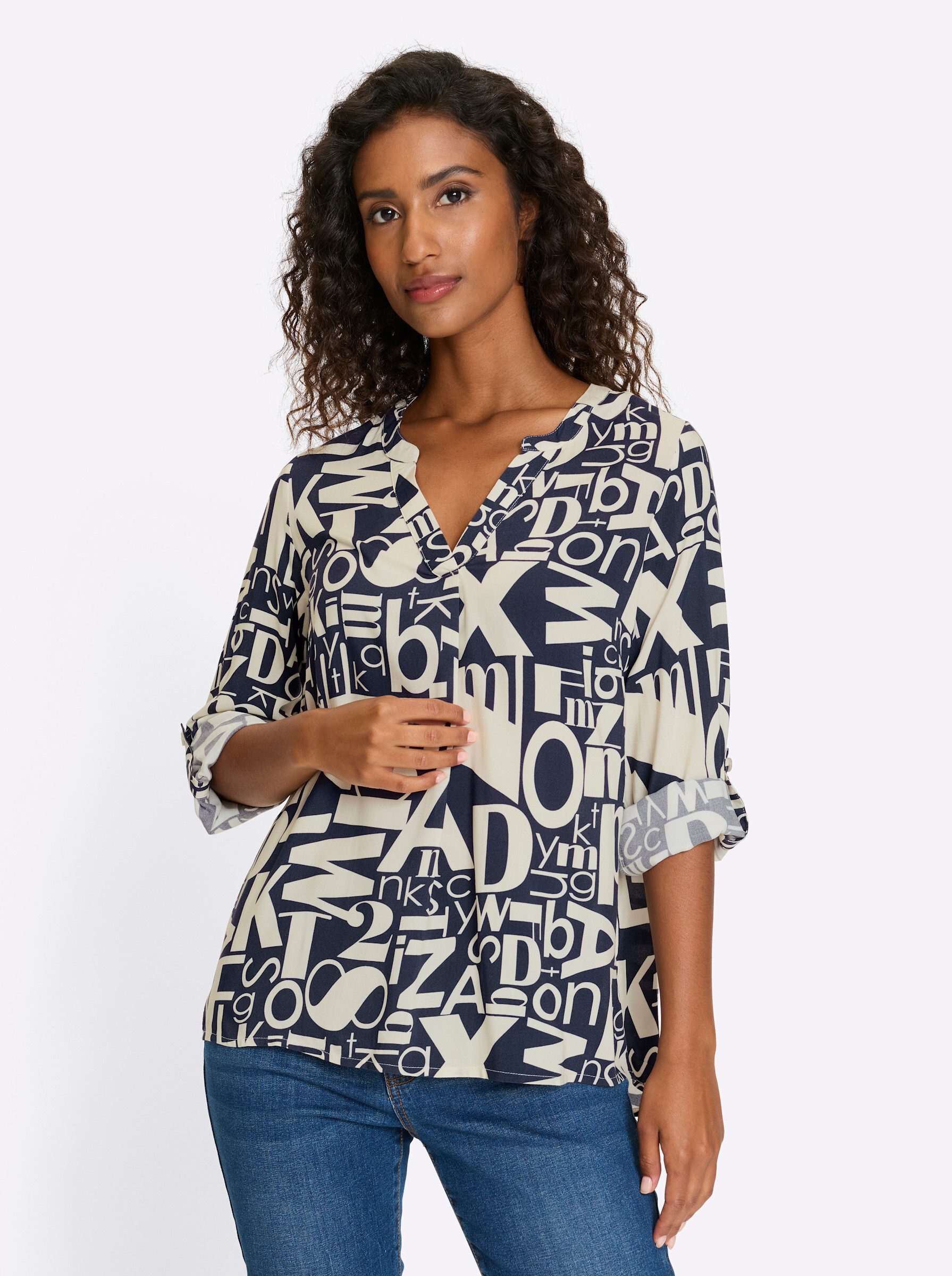 heine Klassische Bluse Druckbluse . günstig online kaufen