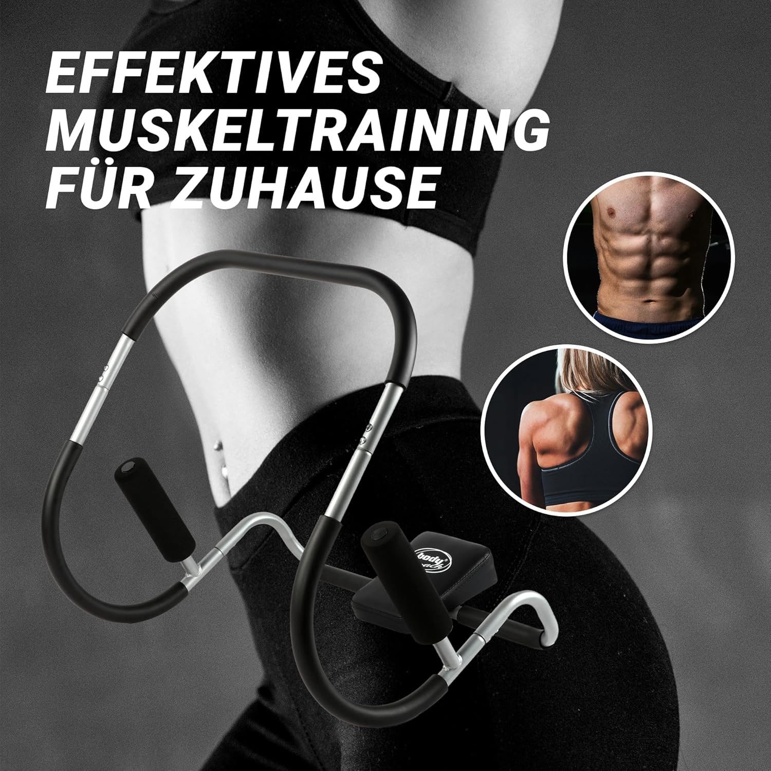 body coach AB-Roller Bauchmuskeltrainer Bauchwegtrainer Sit-Up Gerät Bauchweg (Spar-Set, 1-St), ergonomisch geformt und gepolstert