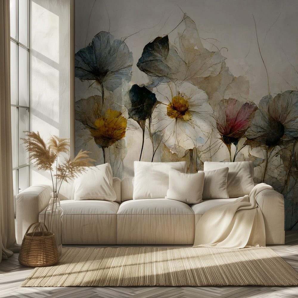 Papermoon Vliestapete "Whispering Blooms" von Treechild, Matt & lichtbeständig, hochwertiges formstabiles Vlies, UV-beständigen Farbe, Made in Germany