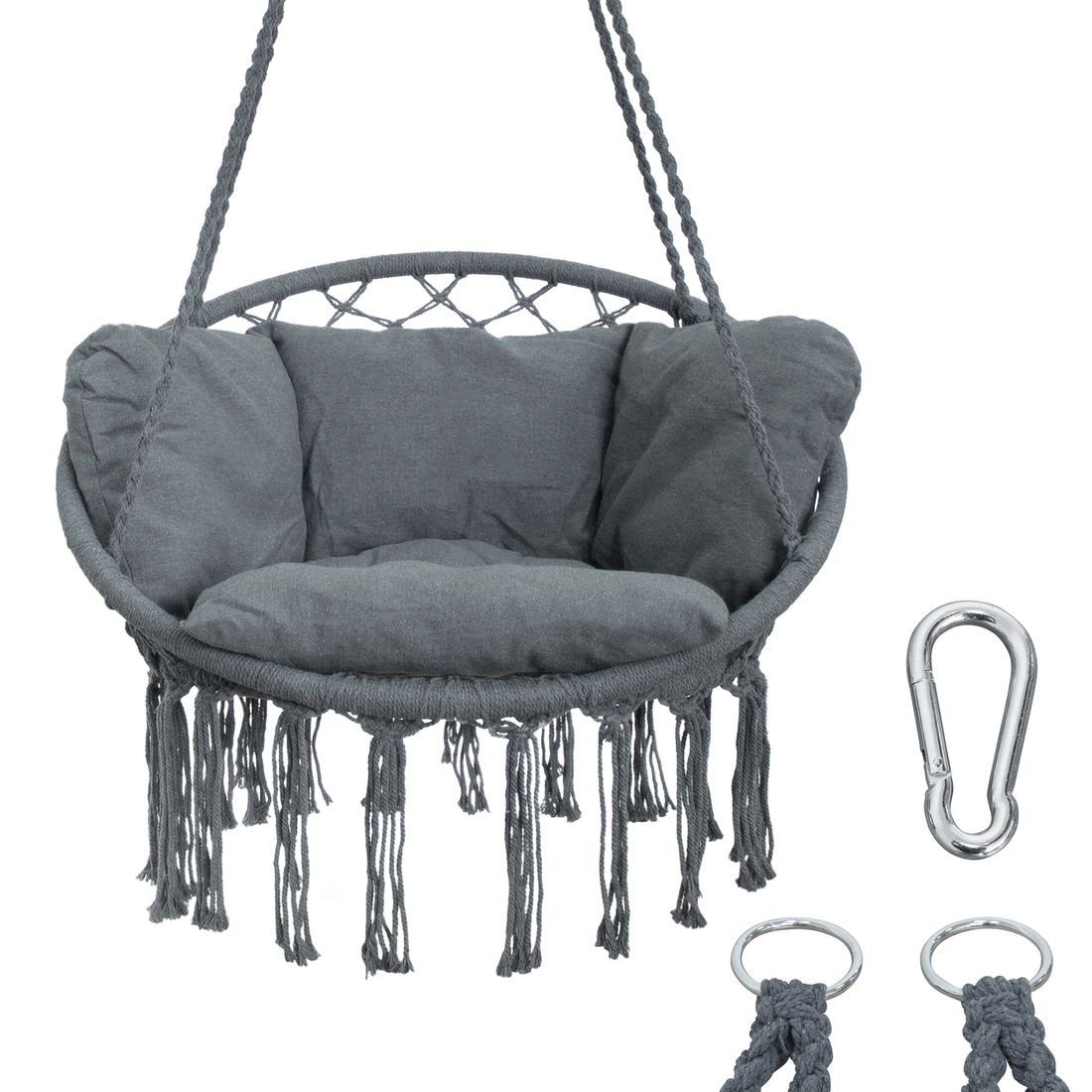 yourGEAR Hängestuhl Boracay Grey Hängesessel Sitz-Polster 240kg Hängeschauk günstig online kaufen