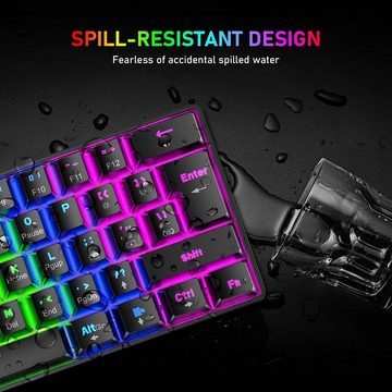 LexonElec RGB-Hintergrundbeleuchtung Tastatur- und Maus-Set, UV-beschichteten ultraleichter 65G Ergonomie Plug&Play-Kompatibilität