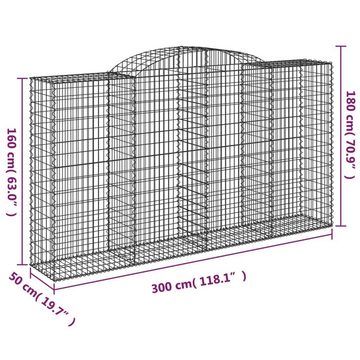 vidaXL Blumentopf Gabione mit Hochbogen 300x50x160/180 cm Verzinktes Eisen (1 St)