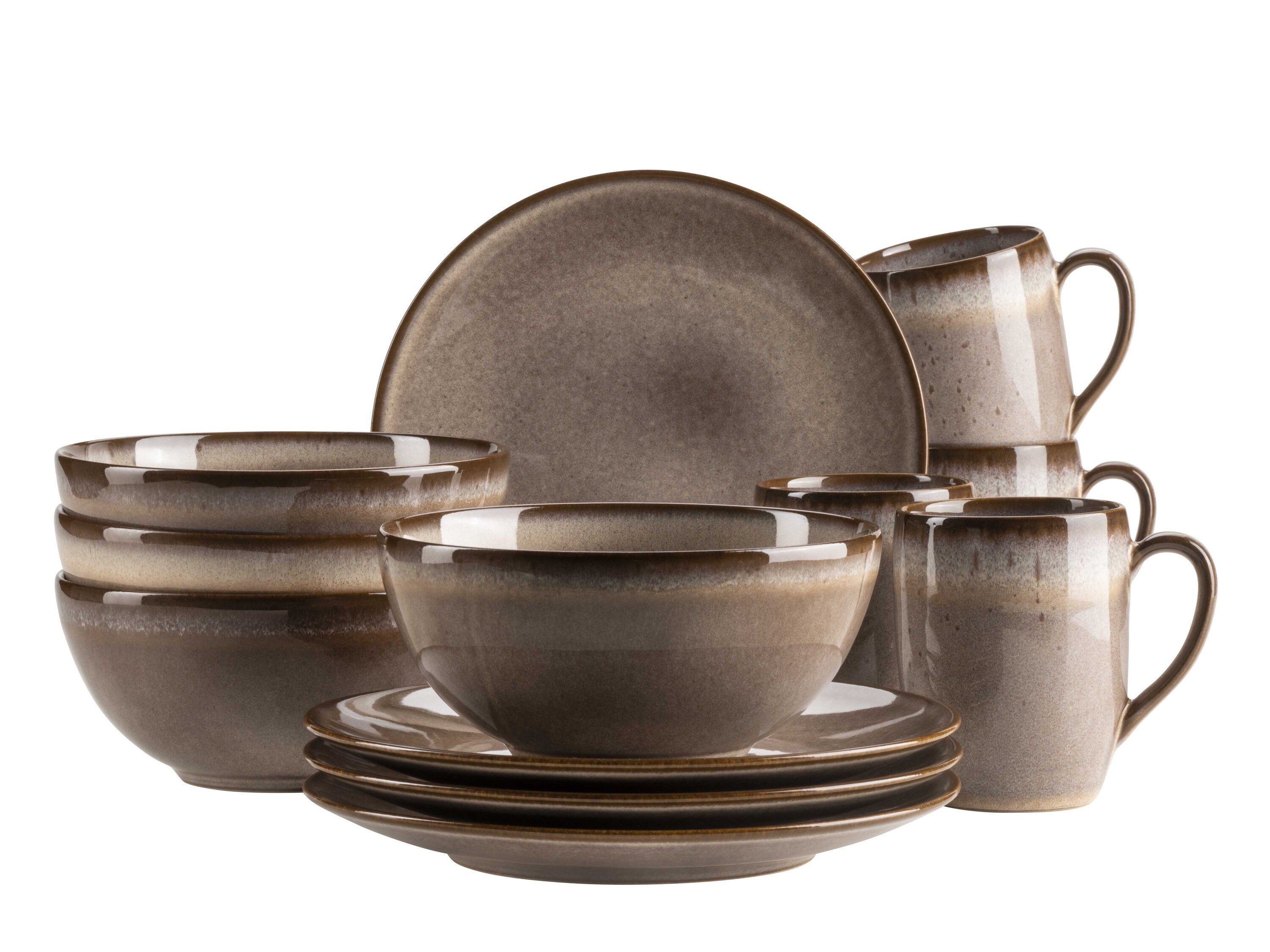 MÄSER Frühstücks-Geschirrset Smoky's (12-tlg), 4 Personen, Steinzeug