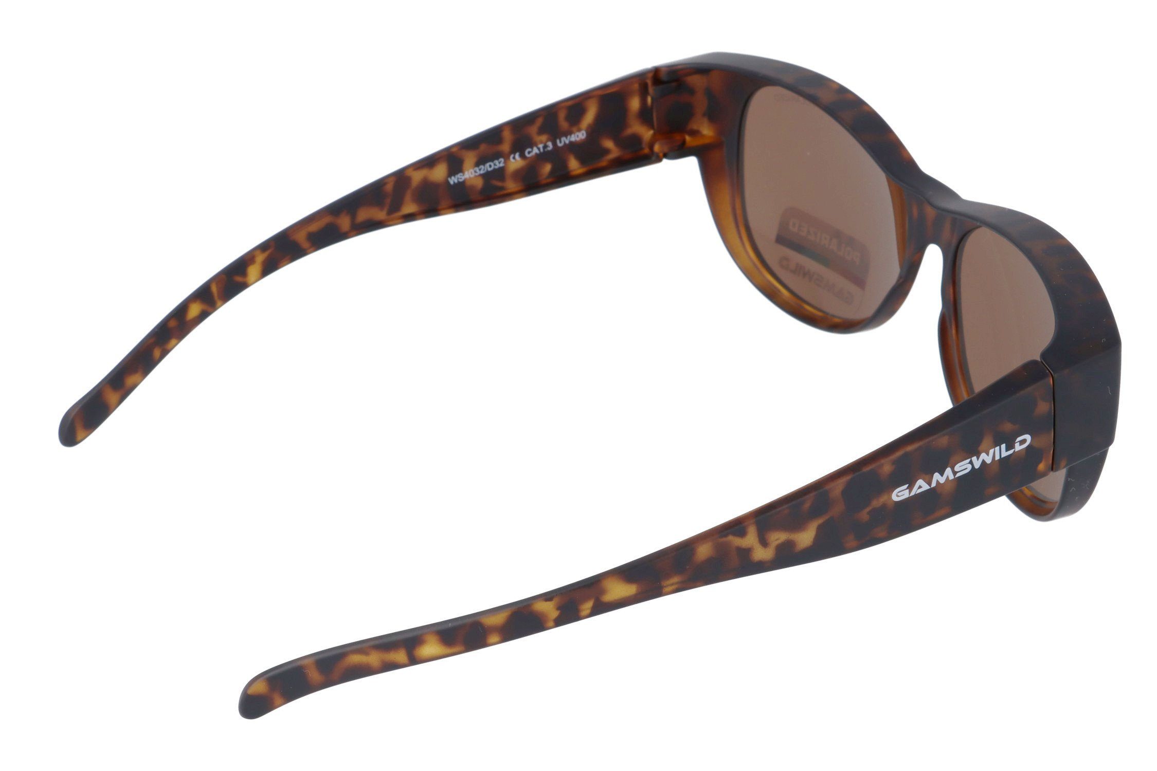 Überbrille Damen braun, universelle polarisiert, Gamswild Passform WS4032 grau schwarz, Herren, Sonnenbrille Sportbrille