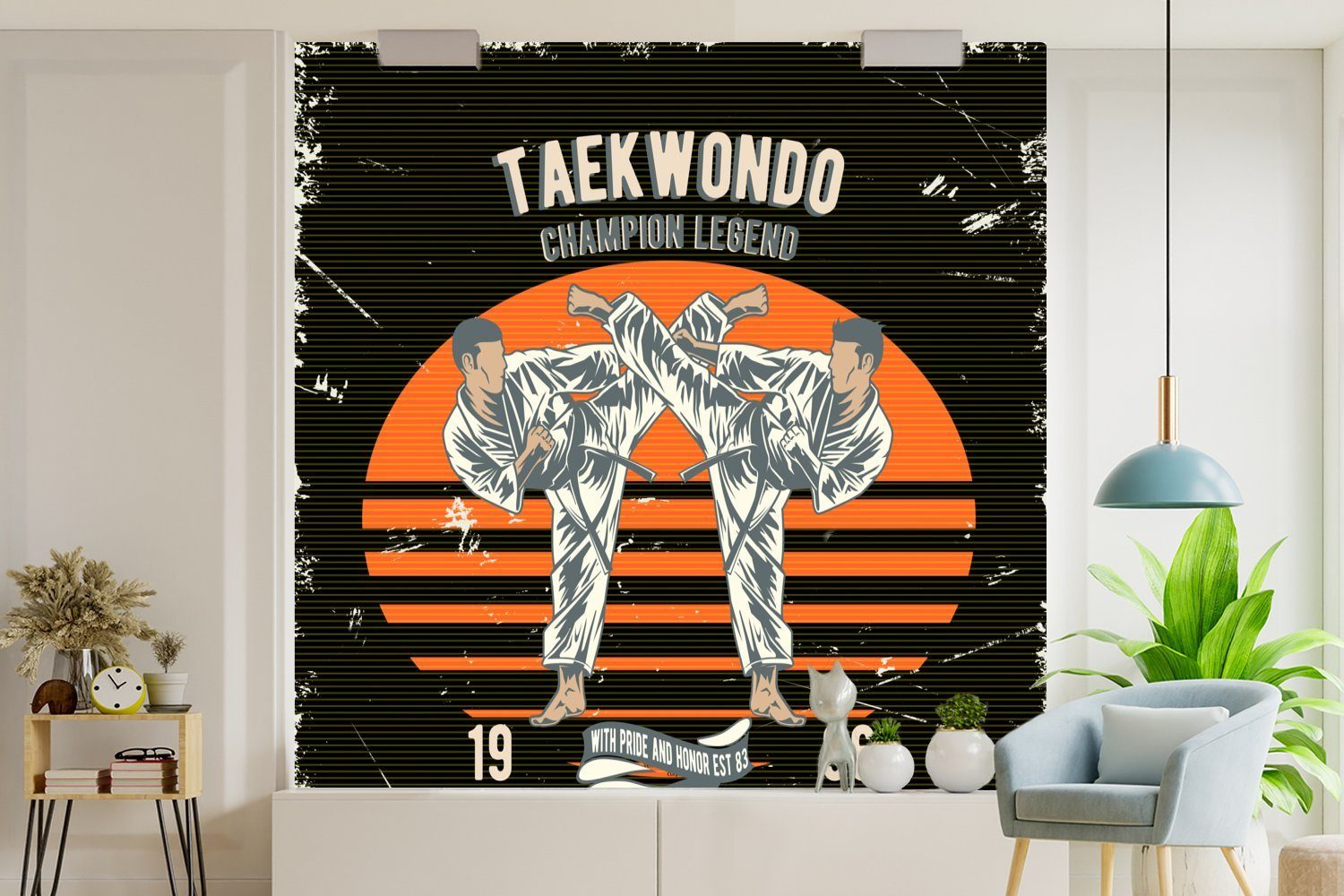 MuchoWow Fototapete Wandtapete Matt, Tapete Vinyl Wohnzimmer (5 oder bedruckt, für - Jahrgang Schlafzimmer, St), - Sport Taekwondo
