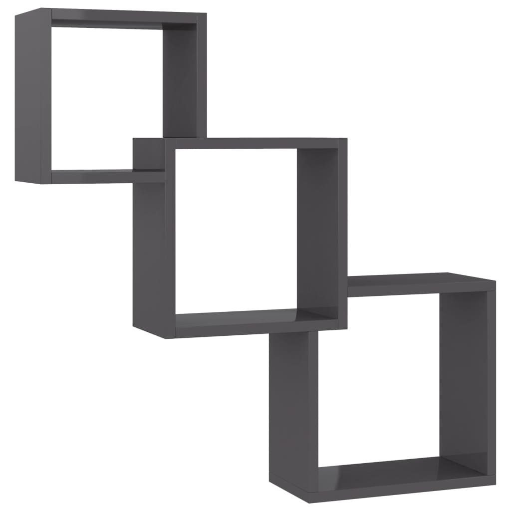 Wandregale Holzwerkstoff, Hochglanz-Schwarz Hochglanz-Grau vidaXL cm Regal Cube 68x15x68 1-tlg.