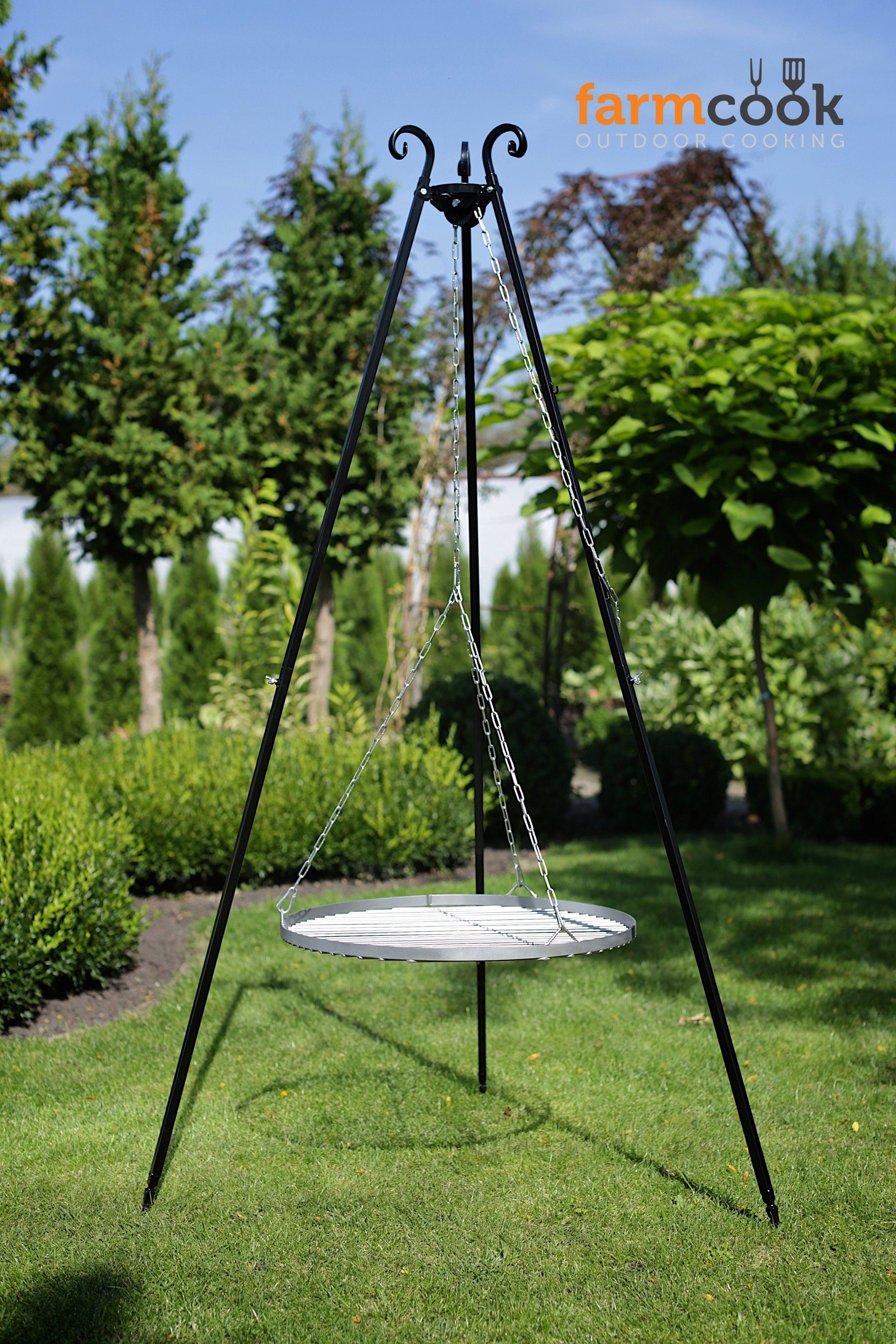 Farmcook Holzkohlegrill Dreibein Schwenkgrill Viking Ø 50 cm, 1 Stück, Grillrost aus Edelstahl V2a