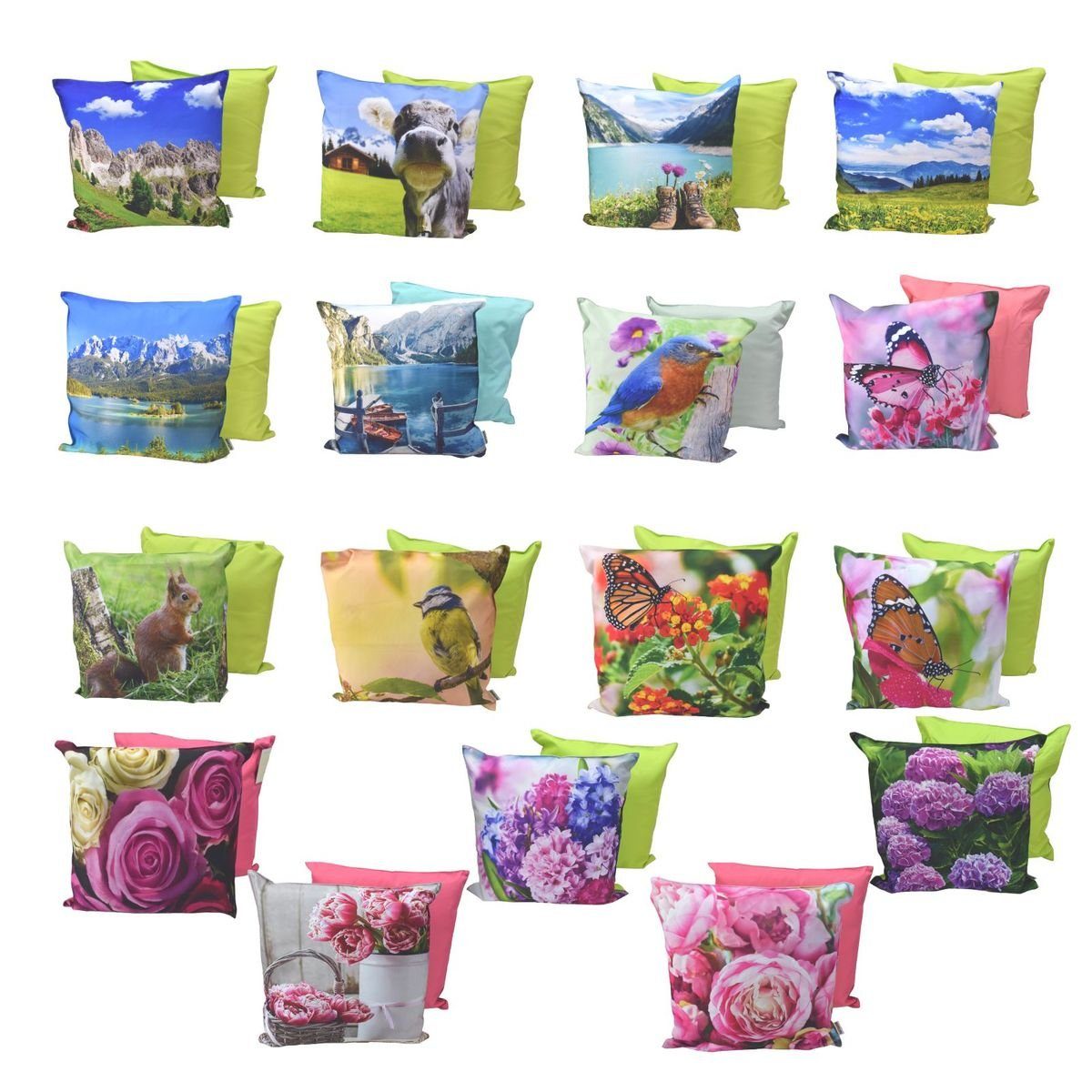 Marabellas Shop Sitzkissen Dekokissen 45x45cm Stuhlkissen wasserabweisend 17 Sommer-Motive, Outdoor