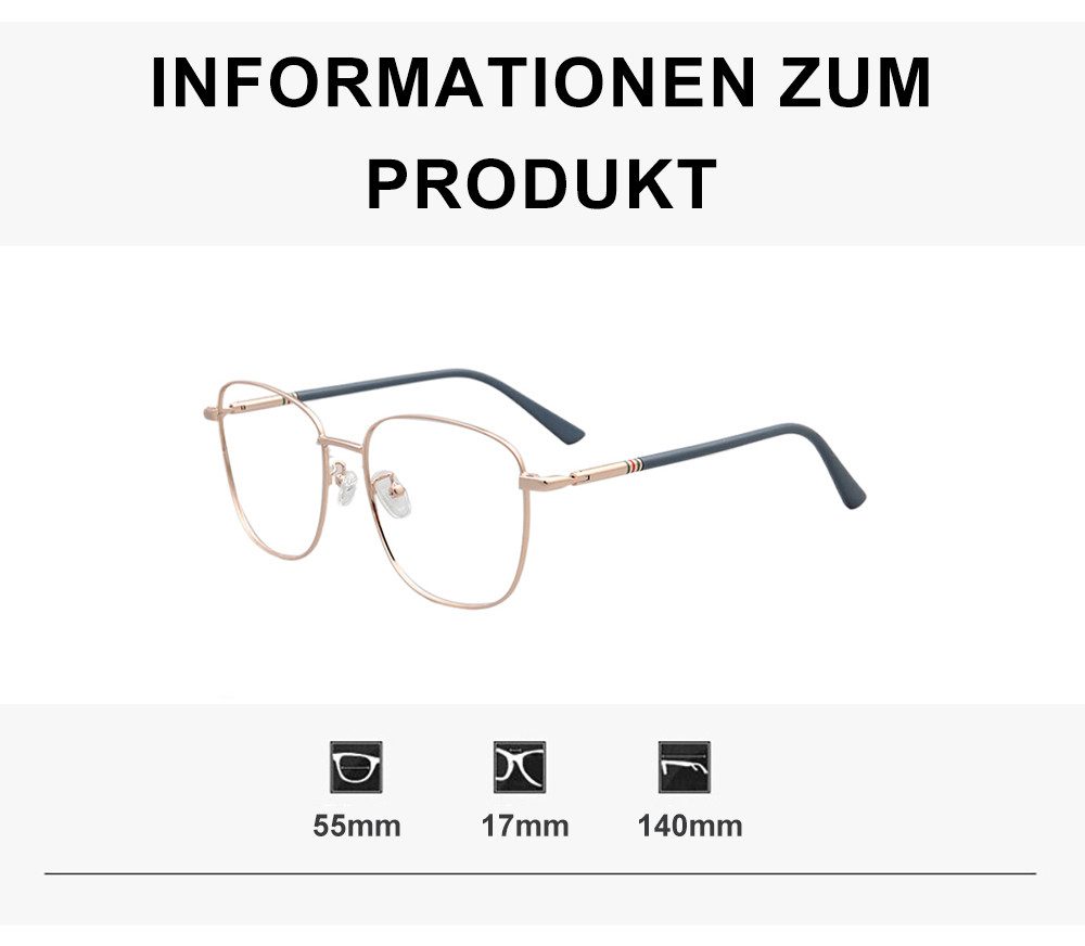 PACIEA Lesebrille Damen Herren Anti Blaulicht Oversized Metall Anti-Müdigkeit
