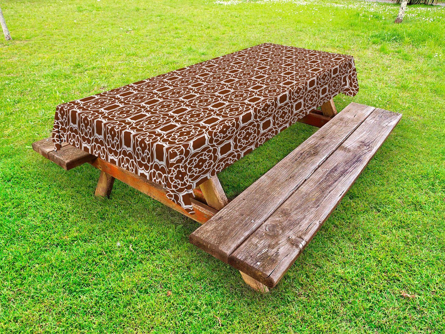 Abakuhaus Tischdecke dekorative waschbare Picknick-Tischdecke, Zimt Muster mit Nested Motive