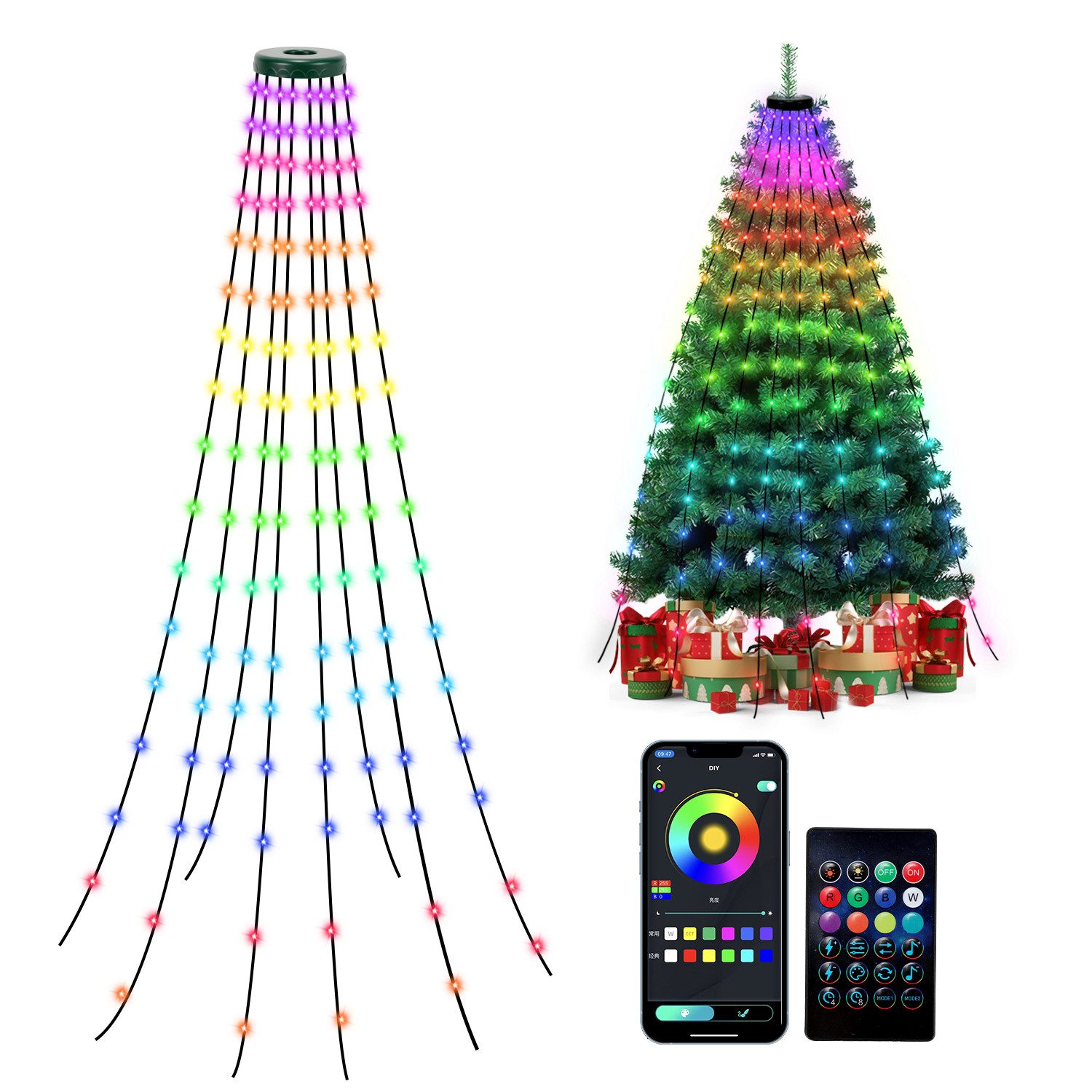 Clanmacy LED-Lichterkette Christbaumbeleuchtung Bäume APP-Kontrolle Christb günstig online kaufen