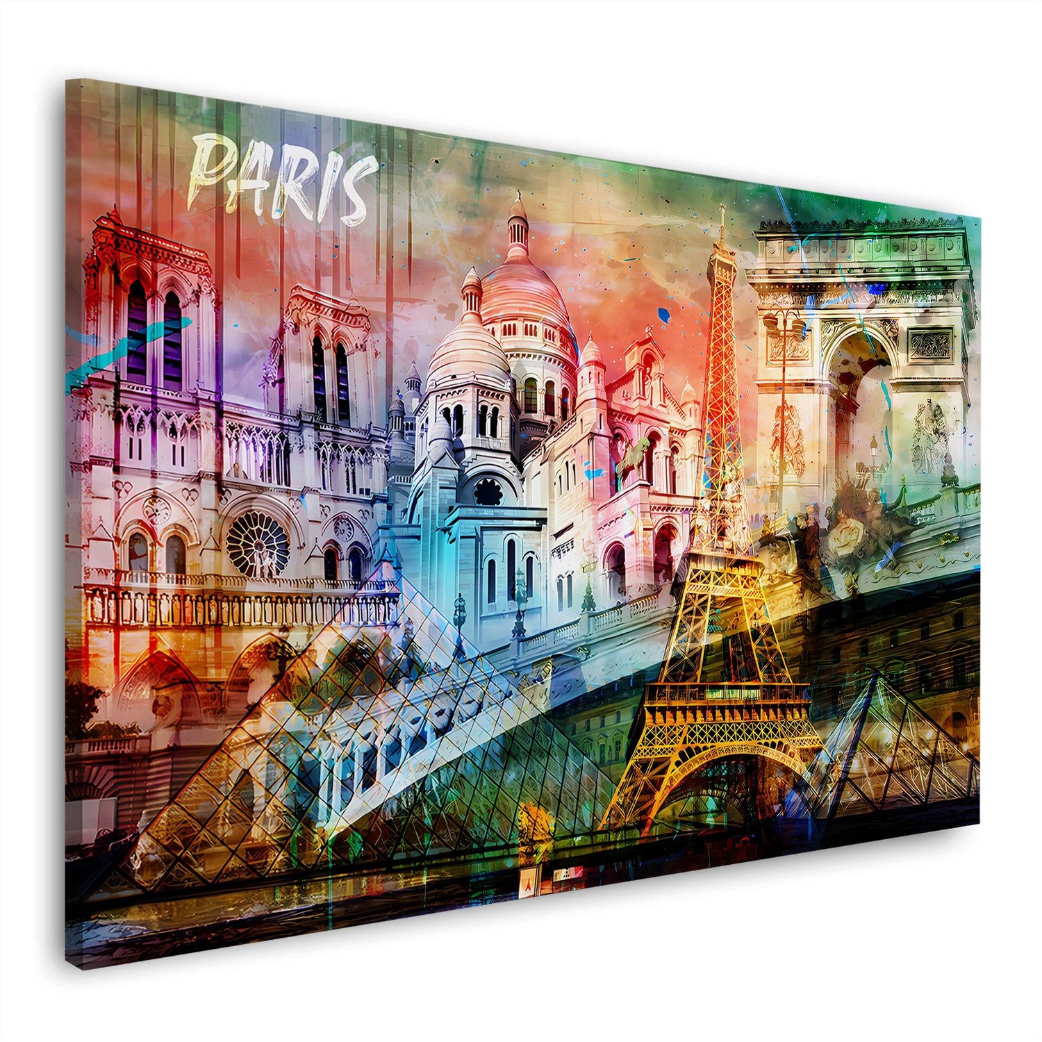 Artedinoi Leinwandbild Pop Art Paris Collage Frankreich Wandbild Leinwandbild Kunstdruck XL W, Paris-Collage