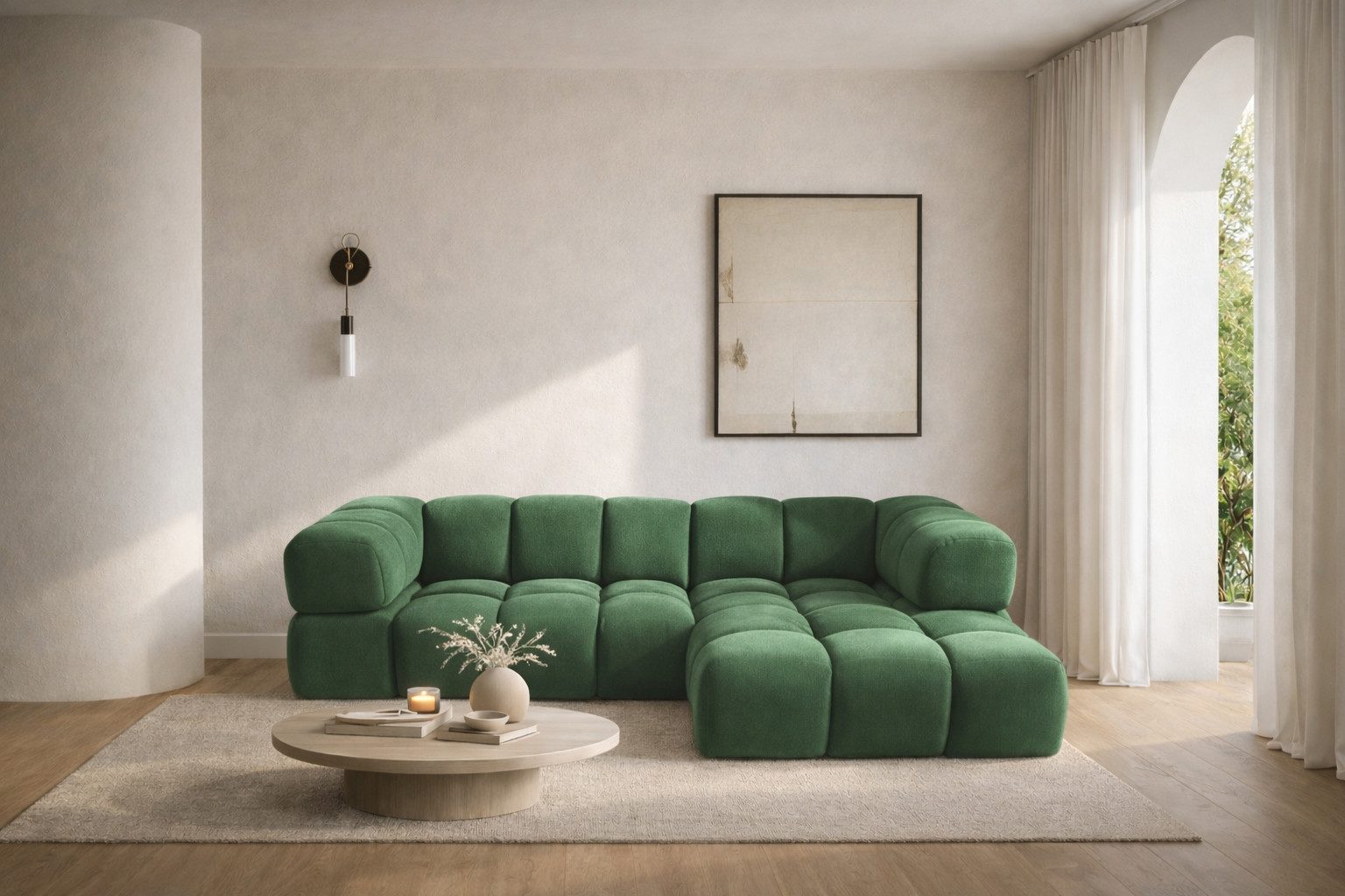 Kaiser Möbel Ecksofa luxuriöses Velours-Sofa im Stoff Bluvel modernes AVERRO, Premium-Velours Bluvel,Weiche abgerundete „Bubble“-Formen