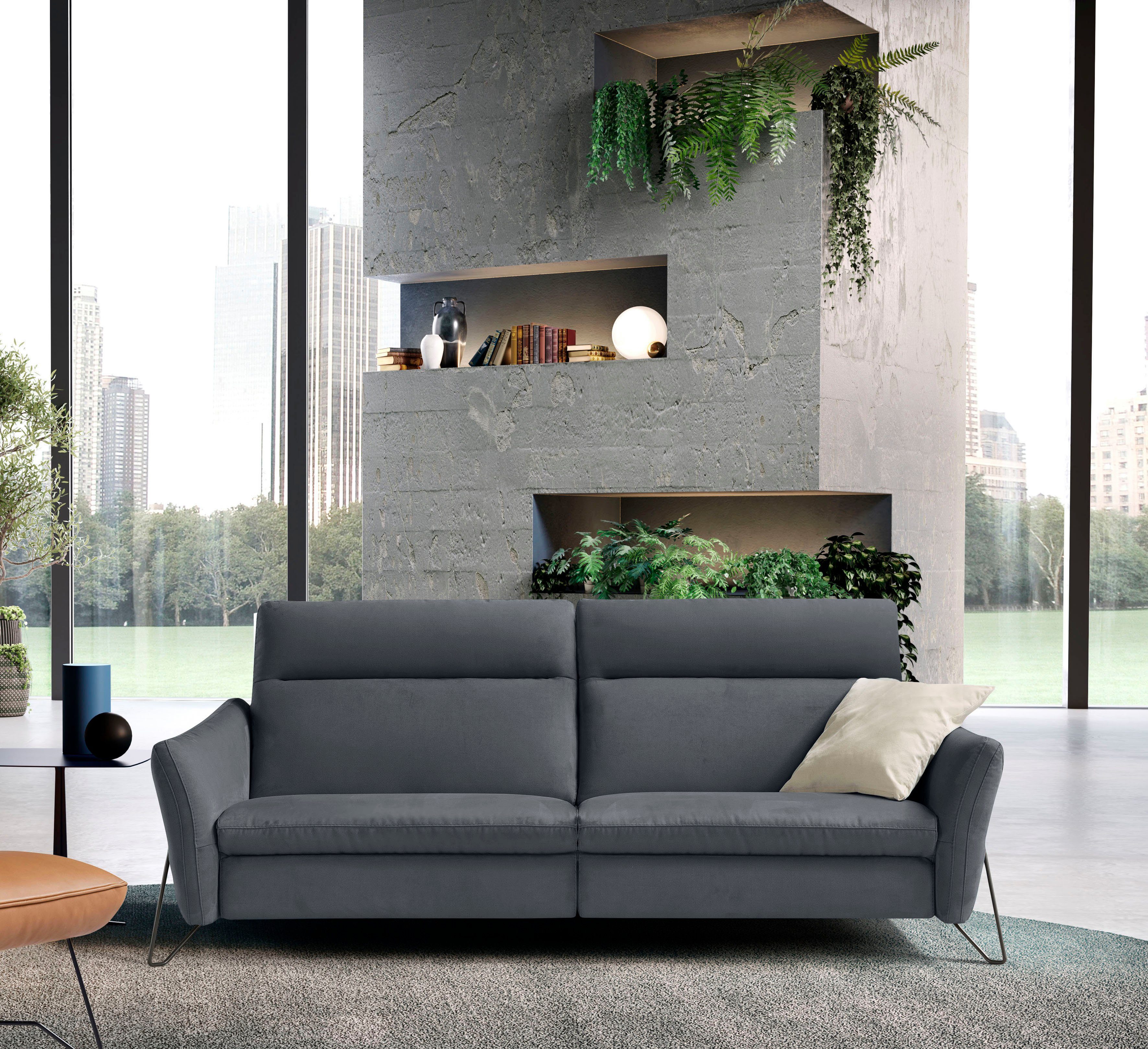 Egoitaliano 2-Sitzer Gaia, modern, elegant und super komfortabel mit hoher Rückenlehne, erstklassiger Sitzkomfort, Inkl. 2 Relaxfunktionen, mit Designfuß