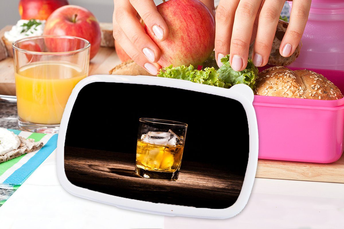 MuchoWow Lunchbox (2-tlg), Kunststoff, Snackbox, Whiskey rosa Glas, - Mädchen, Brotdose Brotbox Kunststoff Alkohol Kinder, Erwachsene, - für
