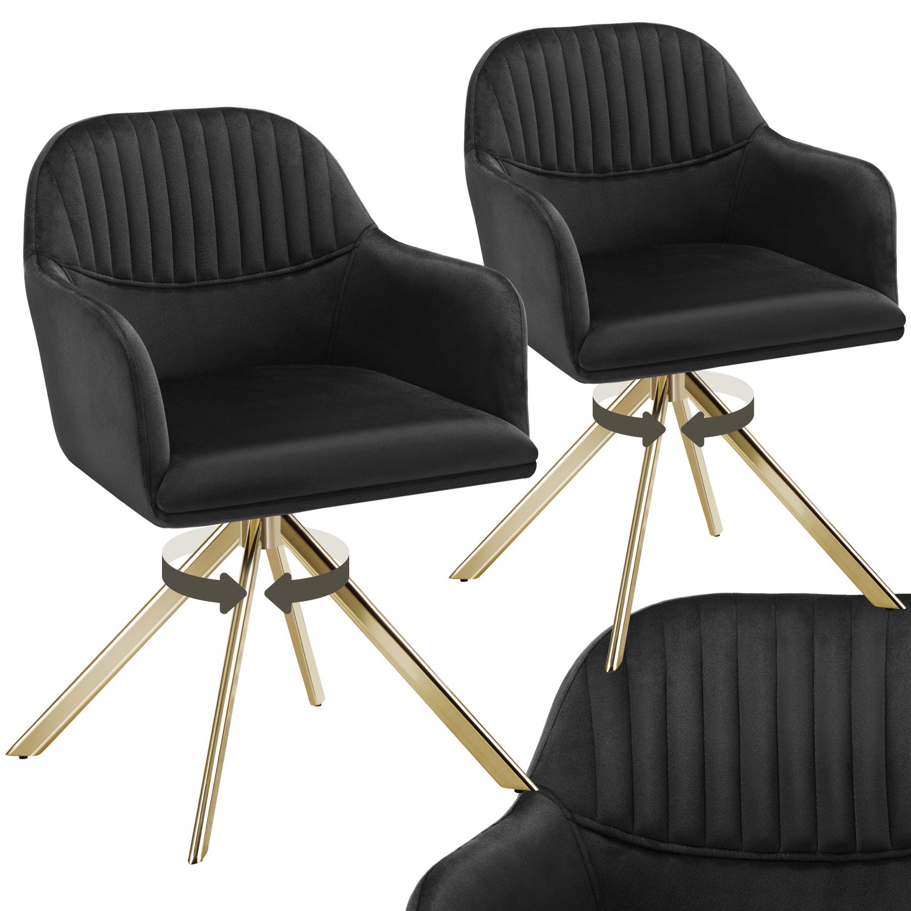 tectake Esszimmerstuhl Samt-Drehstuhl (Set, 2 St), günstig online kaufen