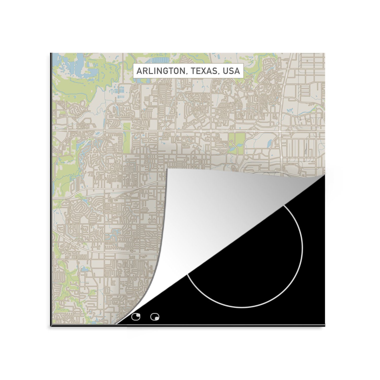 Herdblende-/Abdeckplatte Karte MuchoWow 78x78 Ceranfeldabdeckung, küche von der Eine Illustration cm, Arbeitsplatte tlg), Vinyl, Arlington, für (1
