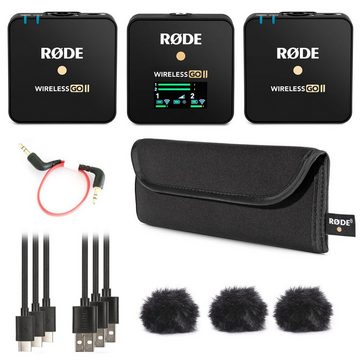 RØDE Mikrofon Wireless GO II mit 2x Lavalier GO mit Windschutz und Lade-Case (Spar-Set), Drahtlos
