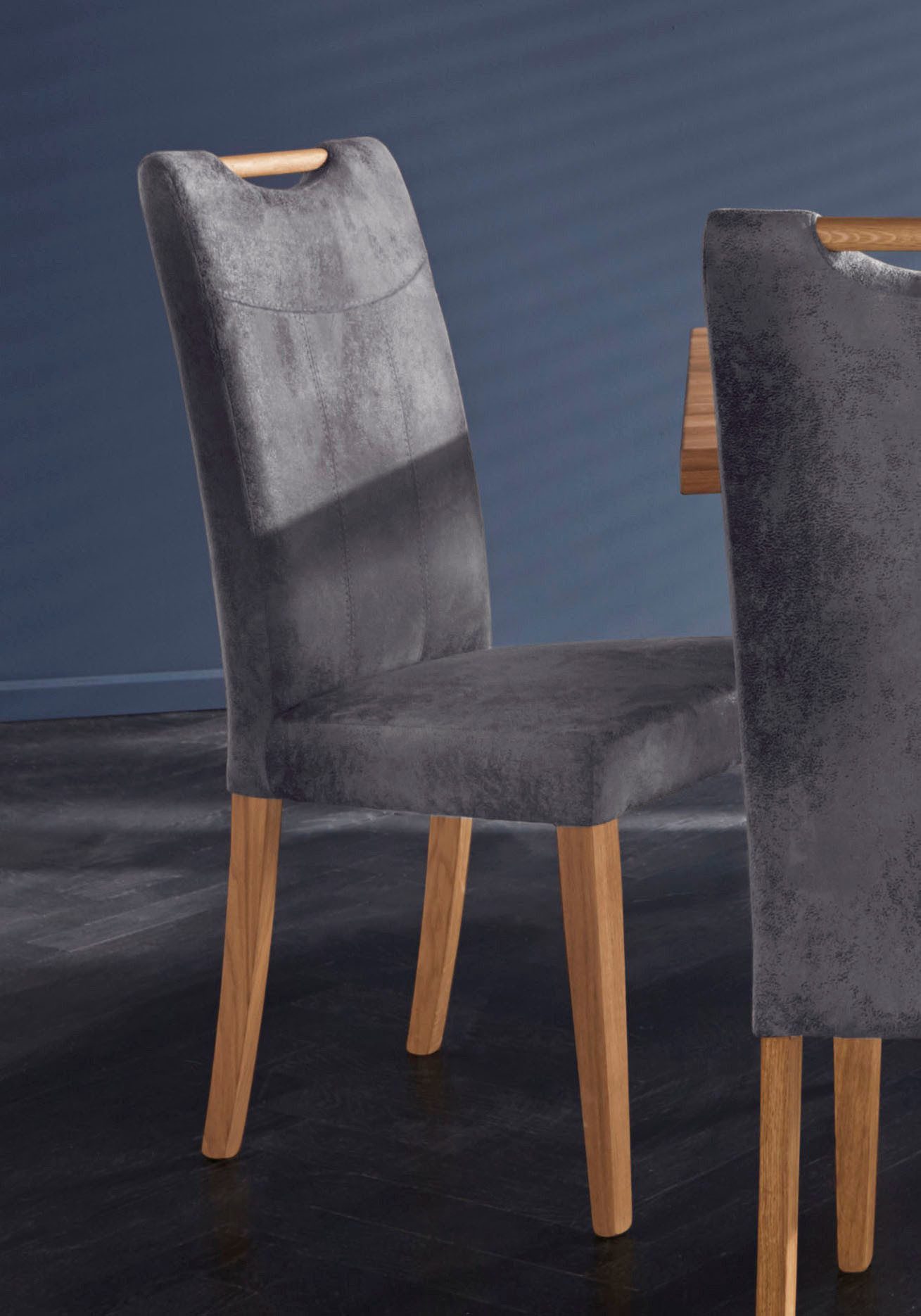 Home affaire Esszimmerstuhl Roberta Polsterstuhl, Gestell Eiche massiv (Set, 2 St), Bezug aus strapazierfähiger Microfaser